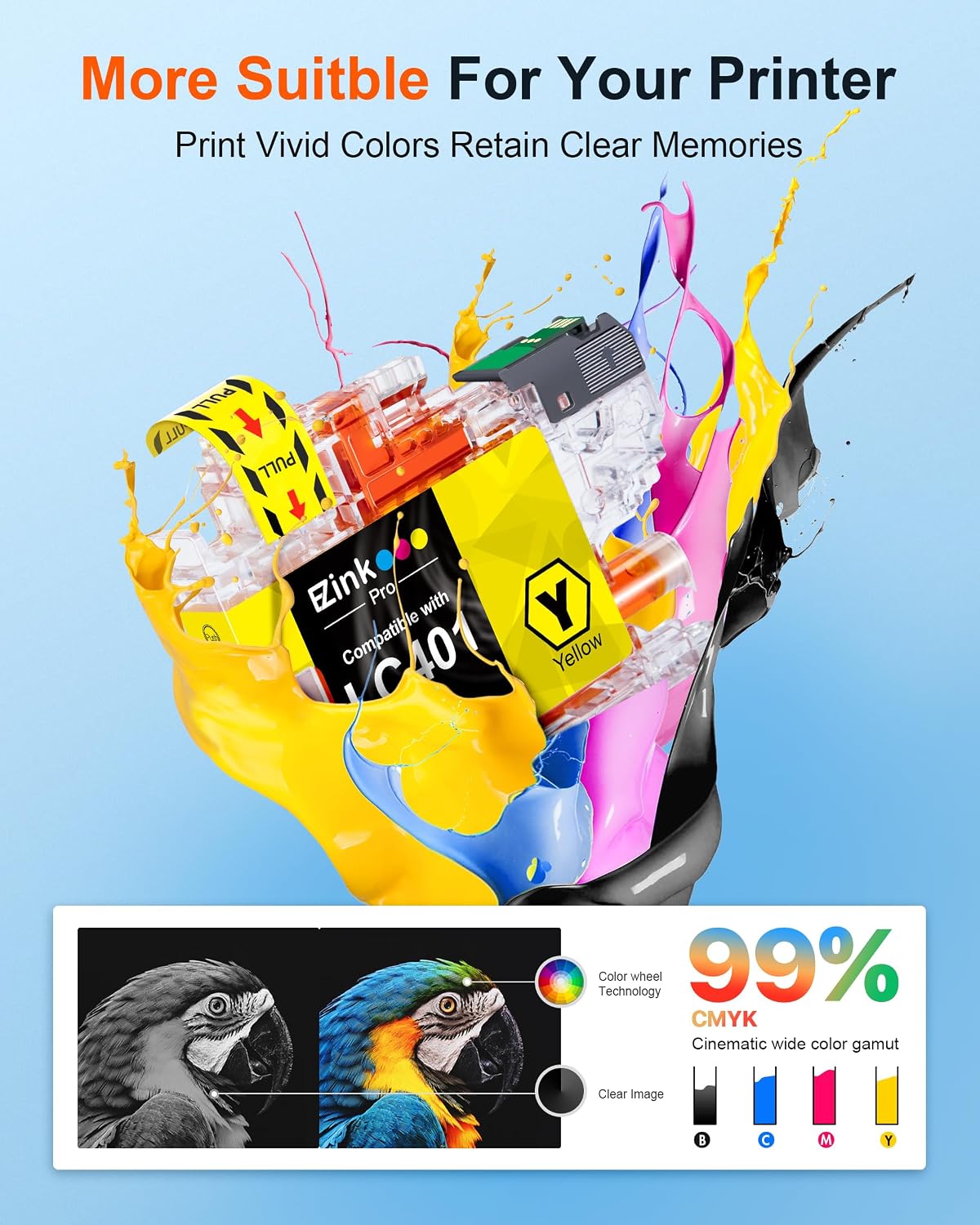 Detalle 2 de E-Z Ink Pro LC401XL LC401 Ink Cartridges, 8-Pack, High-Yield Black and Color