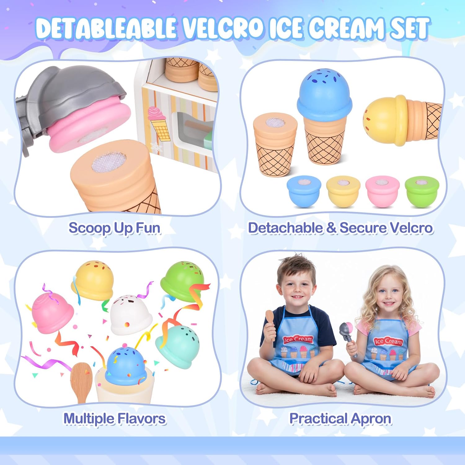 Detalle de Gelateria in legno JOYSINTOY: set cucina giocattolo per bambini dai 3 anni