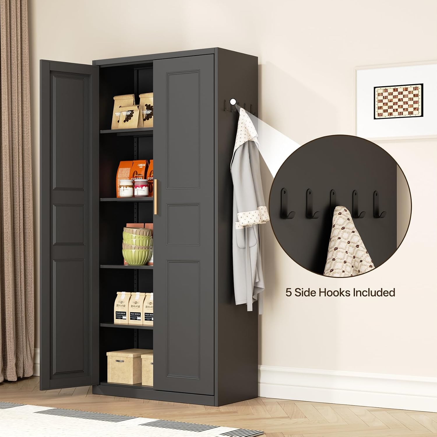 Detalle de Knolix Metal Pantry Cabinet, 71-Inch