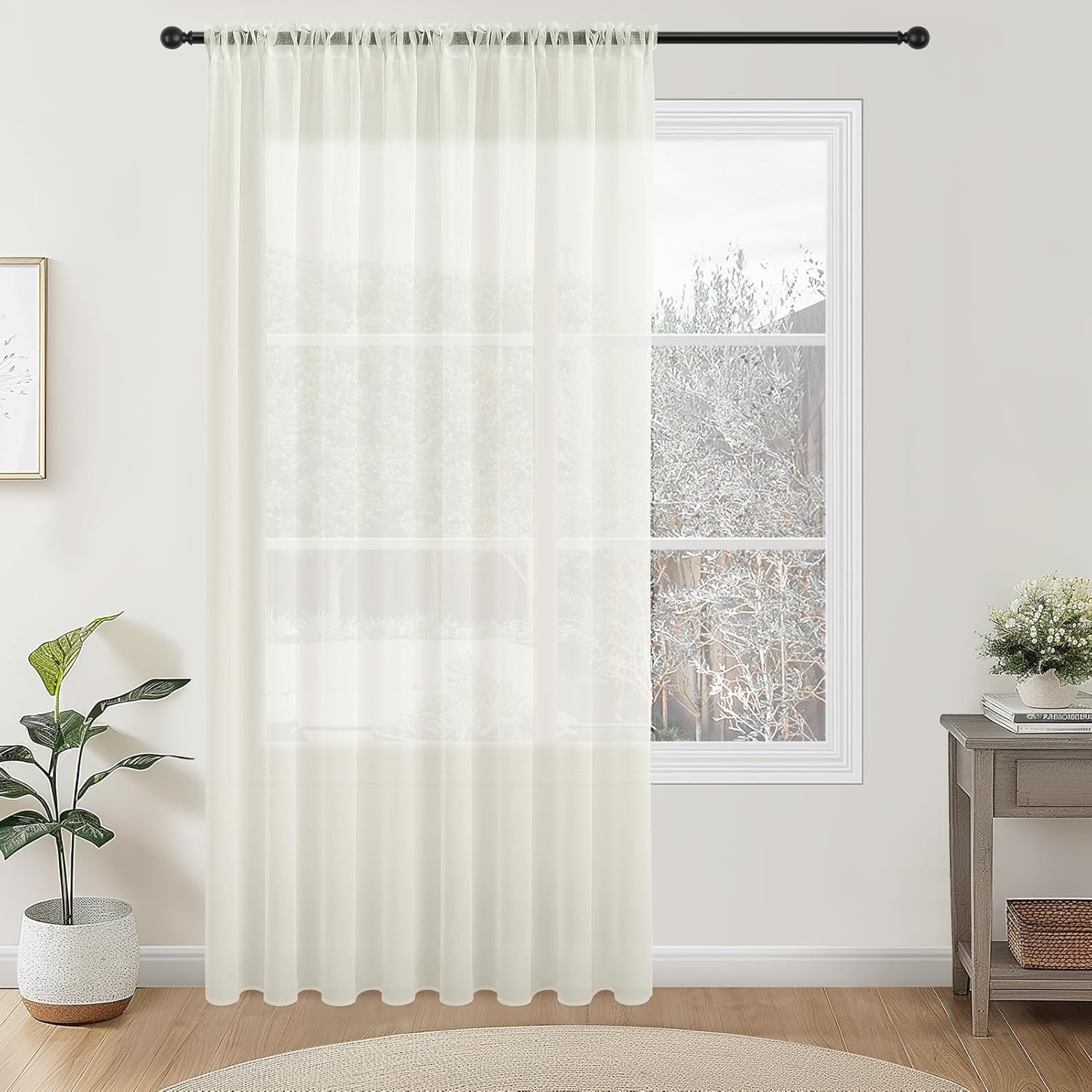 Thumbnail 6 de Topfinel Lot de 2 Rideau Voilage Passant Tringle 140x160 cm — Semi-Transparents en Polyester