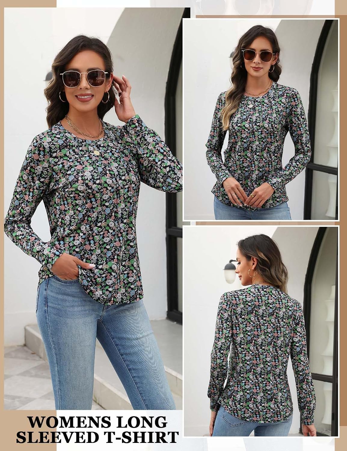 Detalle 2 de heekpek Camiseta manga larga mujer estampado floral