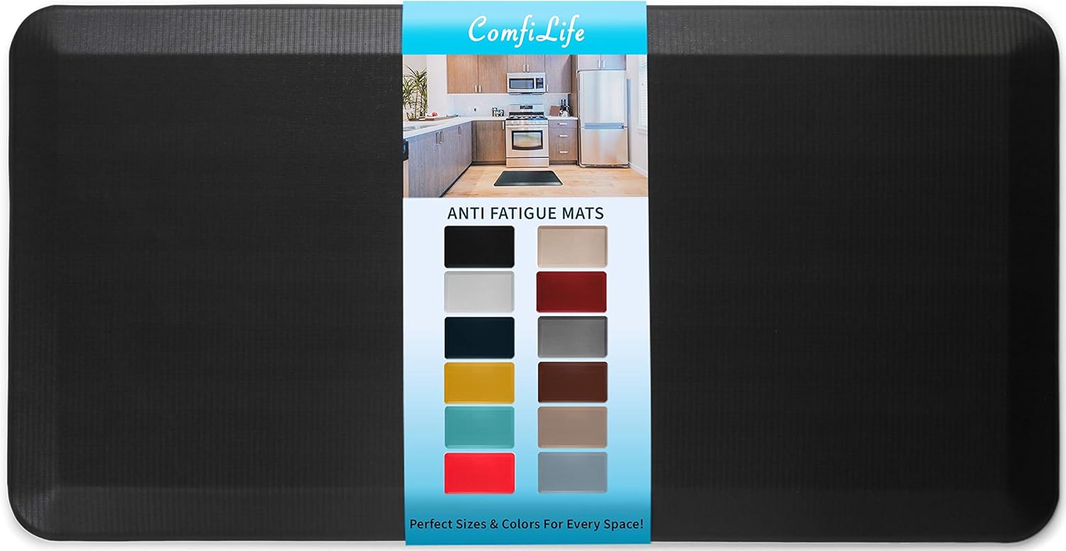 ComfiLife Anti Fatigue Floor Mat (3/4 Inch Thick) for Kitchen & Standing Desk, 20" x 39" — Black