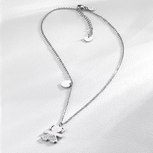Detalle de inSCINTILLE Collar Mujer en Acero Inoxidable con Colgante de Bebé y Cristales