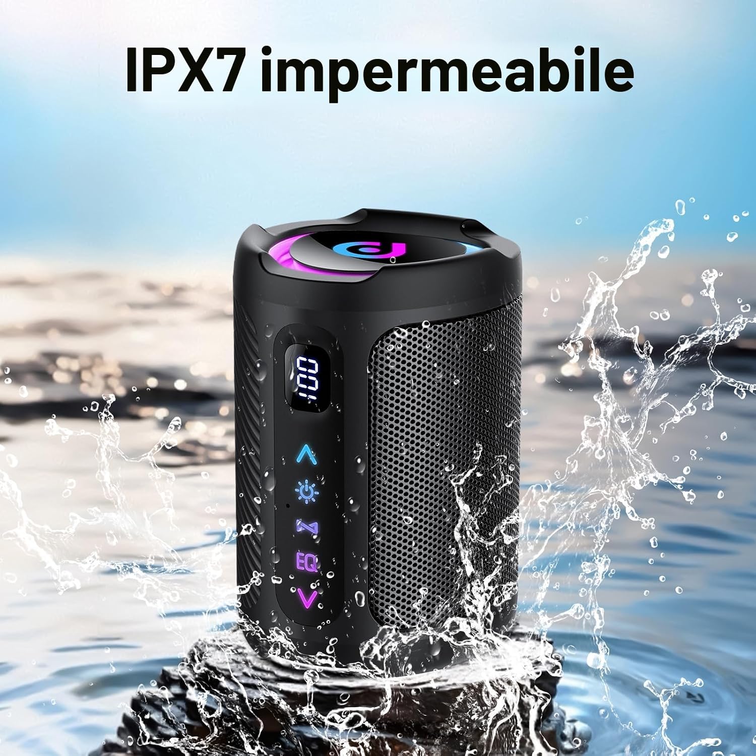 Thumbnail 6 de Cassa Bluetooth Portatile con Display Digitale, LED RGB e Smart EQ — 24h di autonomia, IPX7, Bluetooth 5.4