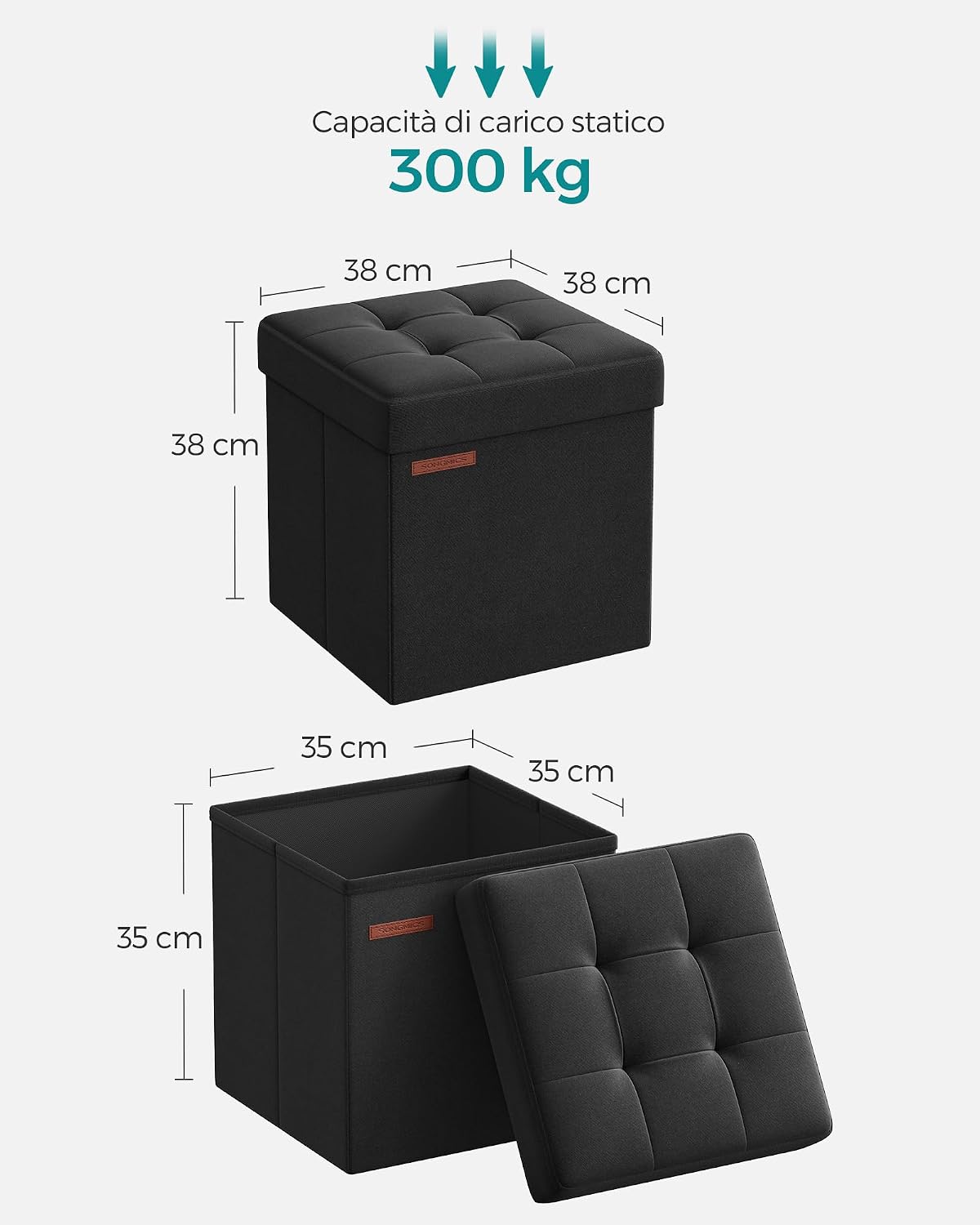 Detalle 2 de SONGMICS Pouf Contenitore 38 cm