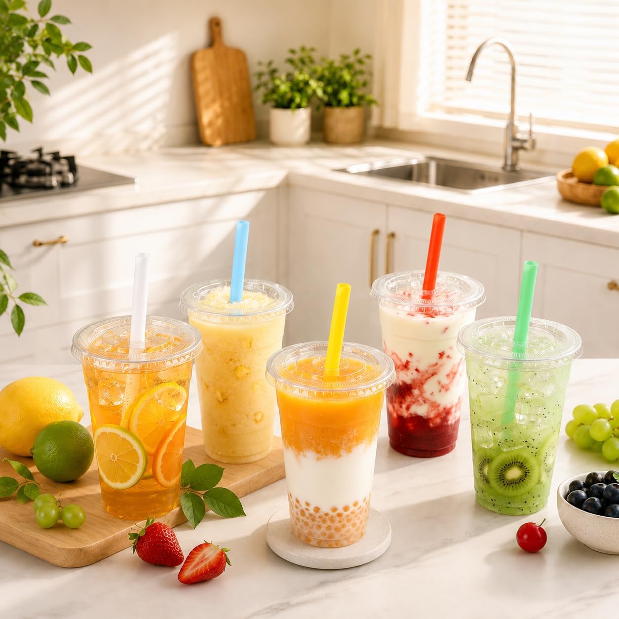 Detalle 2 de DI QIU REN DQR-CA-56-24oz-100color wide straw 24 oz Clear Cups