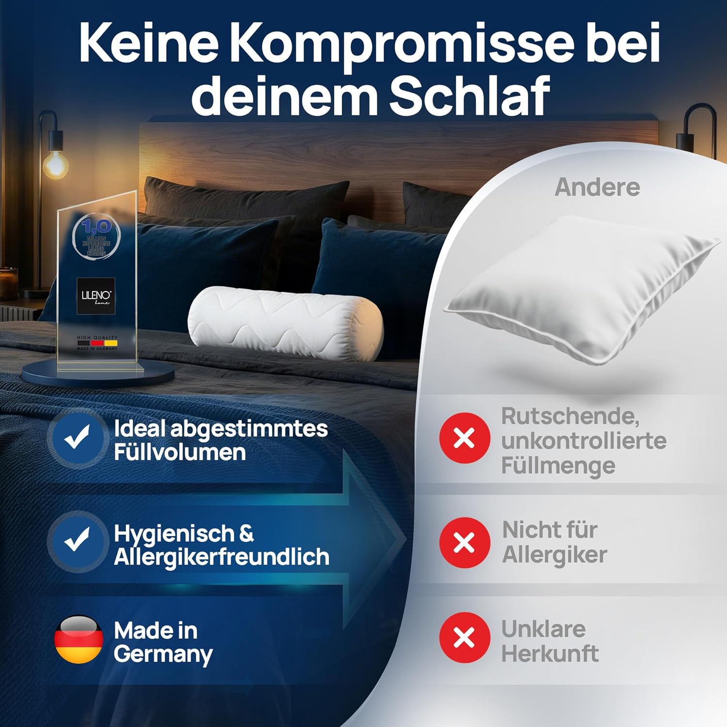 Thumbnail 6 de LILENO HOME Nackenrolle 15x40 (2er Set) – 95 °C waschbar, Oeko-Tex, Made in Germany