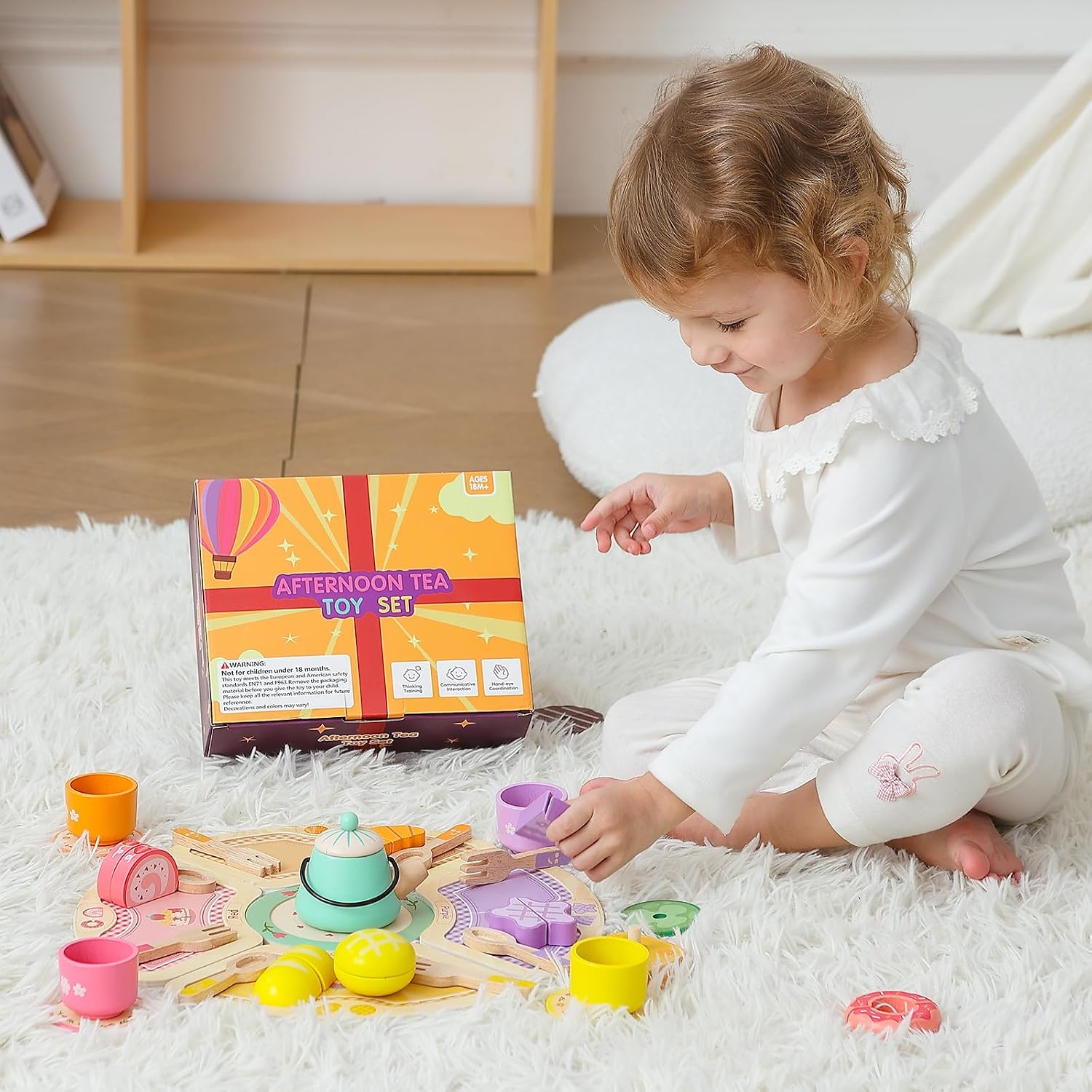 Thumbnail 6 de JAUNTY Wooden Tea Party Set for 3-5 Year Olds: Colorful, Safe Pretend Play Kitchen Toy