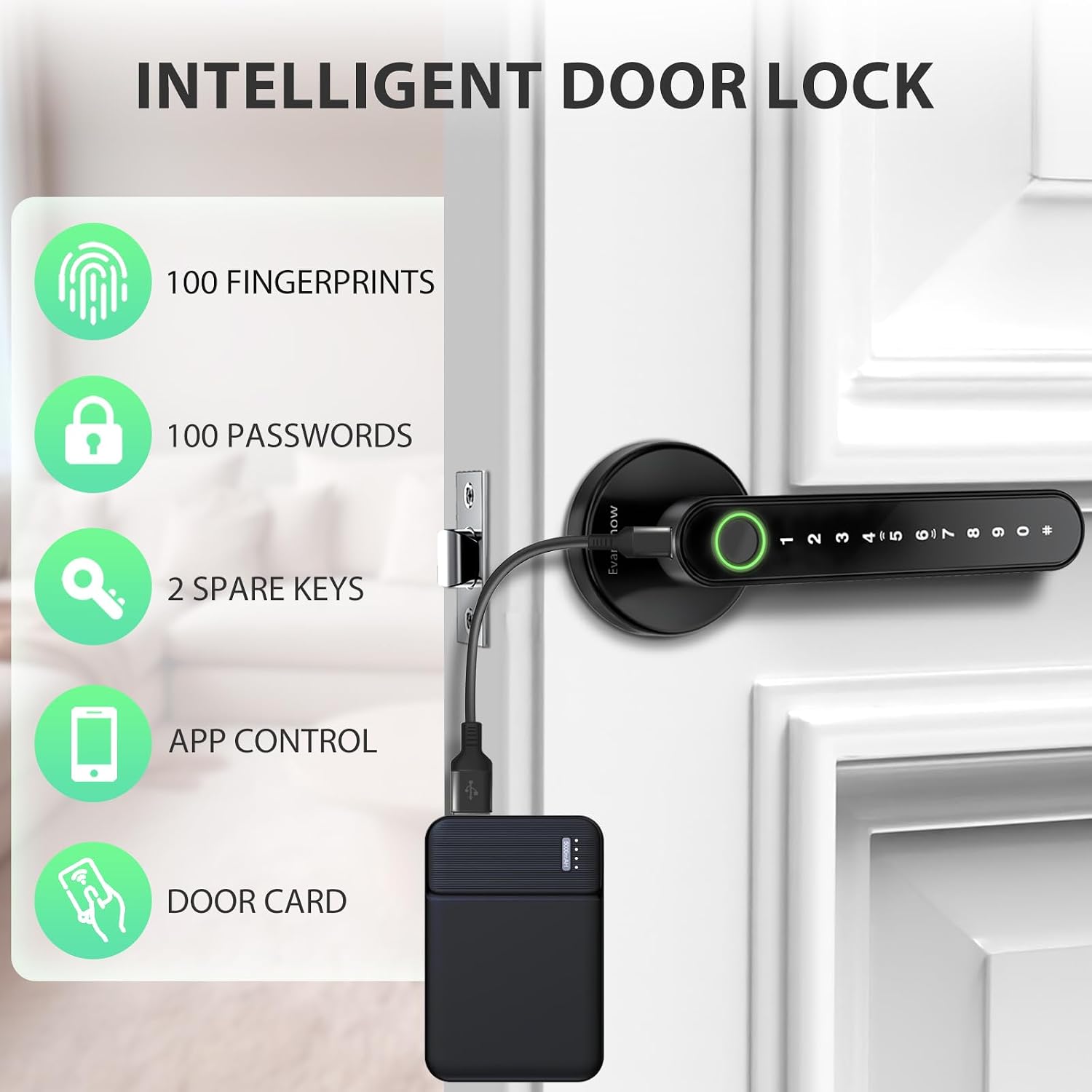 Thumbnail 4 de EVANSHOW 5-in-1 Keyless Entry Fingerprint Lock