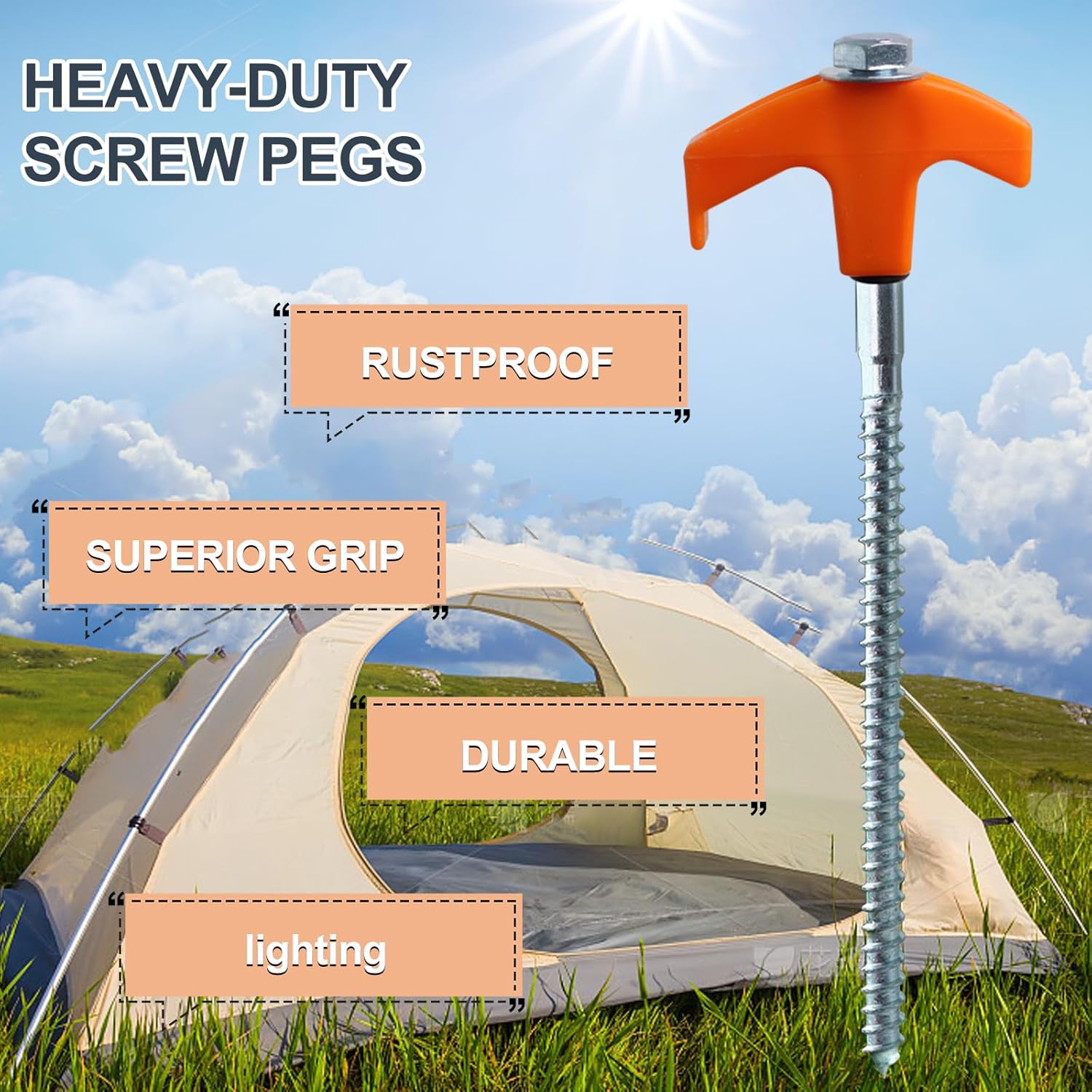 Thumbnail 6 de 20 Pcs 8in Heavy Duty Tent Pegs with Case ⛺