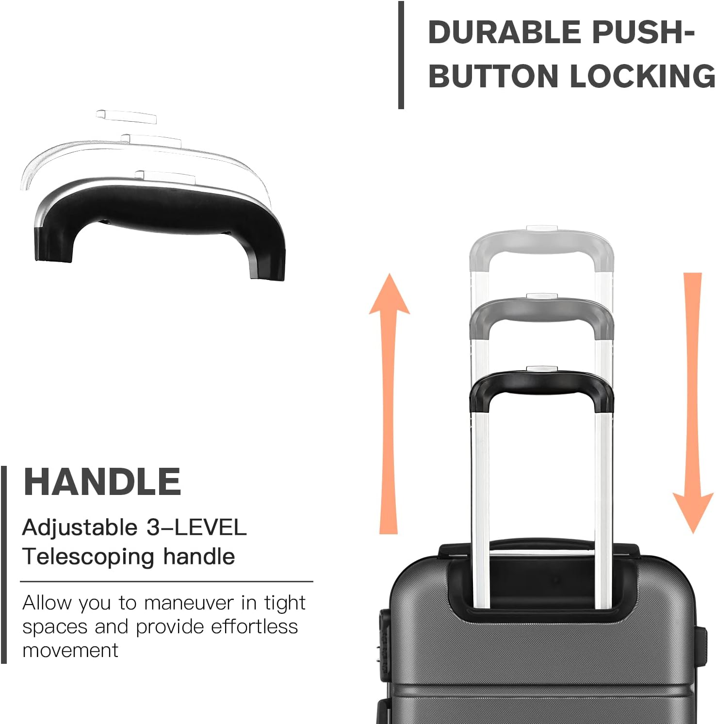 Thumbnail 5 de Kono 20-inch Hard Shell Cabin Suitcase, 33L ABS, Grey