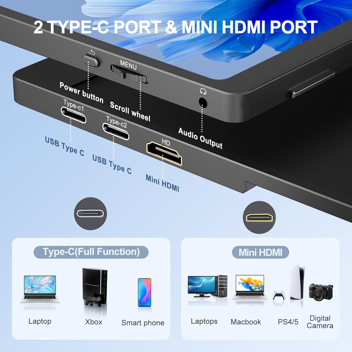 Thumbnail 3 de MOMODS tragbarer Monitor 18,5 Zoll (120 Hz, IPS, 1080p) – mobiler Gaming-Bildschirm mit USB‑C und Mini‑HDMI