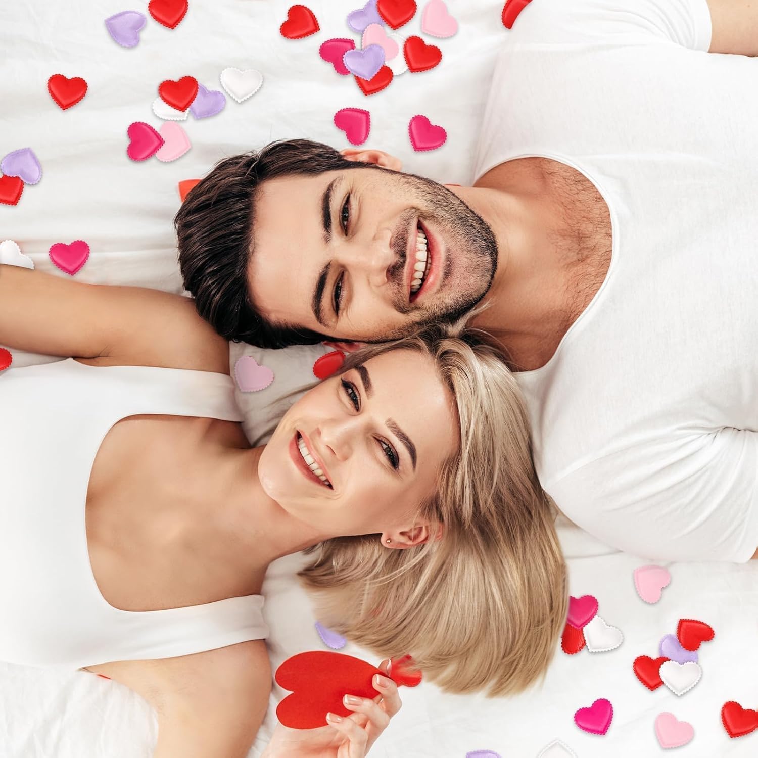 Thumbnail 4 de JUNEBRUSHS 300 Pcs Heart Confetti – 3D Satin Love Hearts for Valentine's, Wedding & More