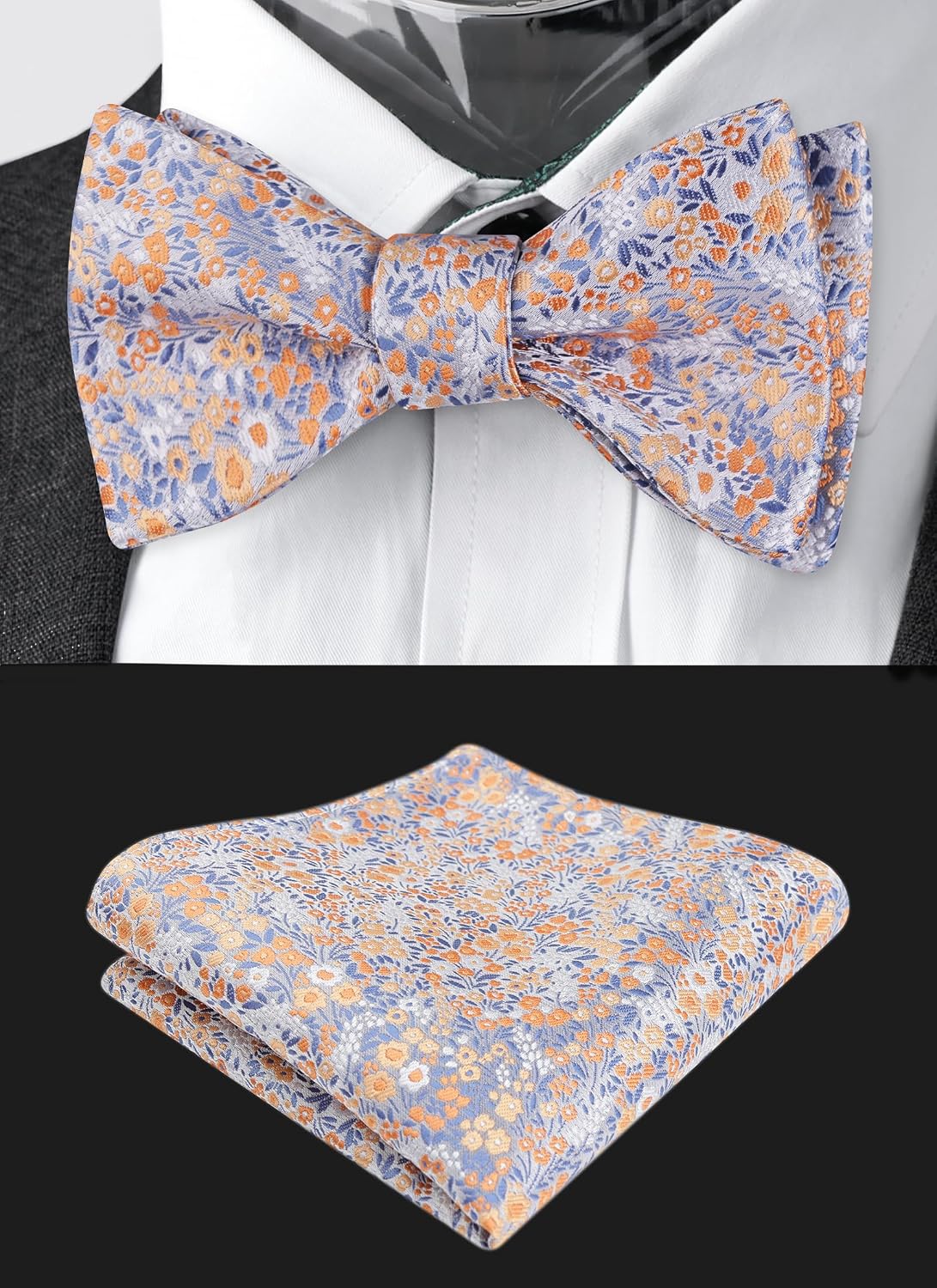 Thumbnail 1 de Alizeal Mens Self Tied Floral Bow Tie and Pocket Square Set