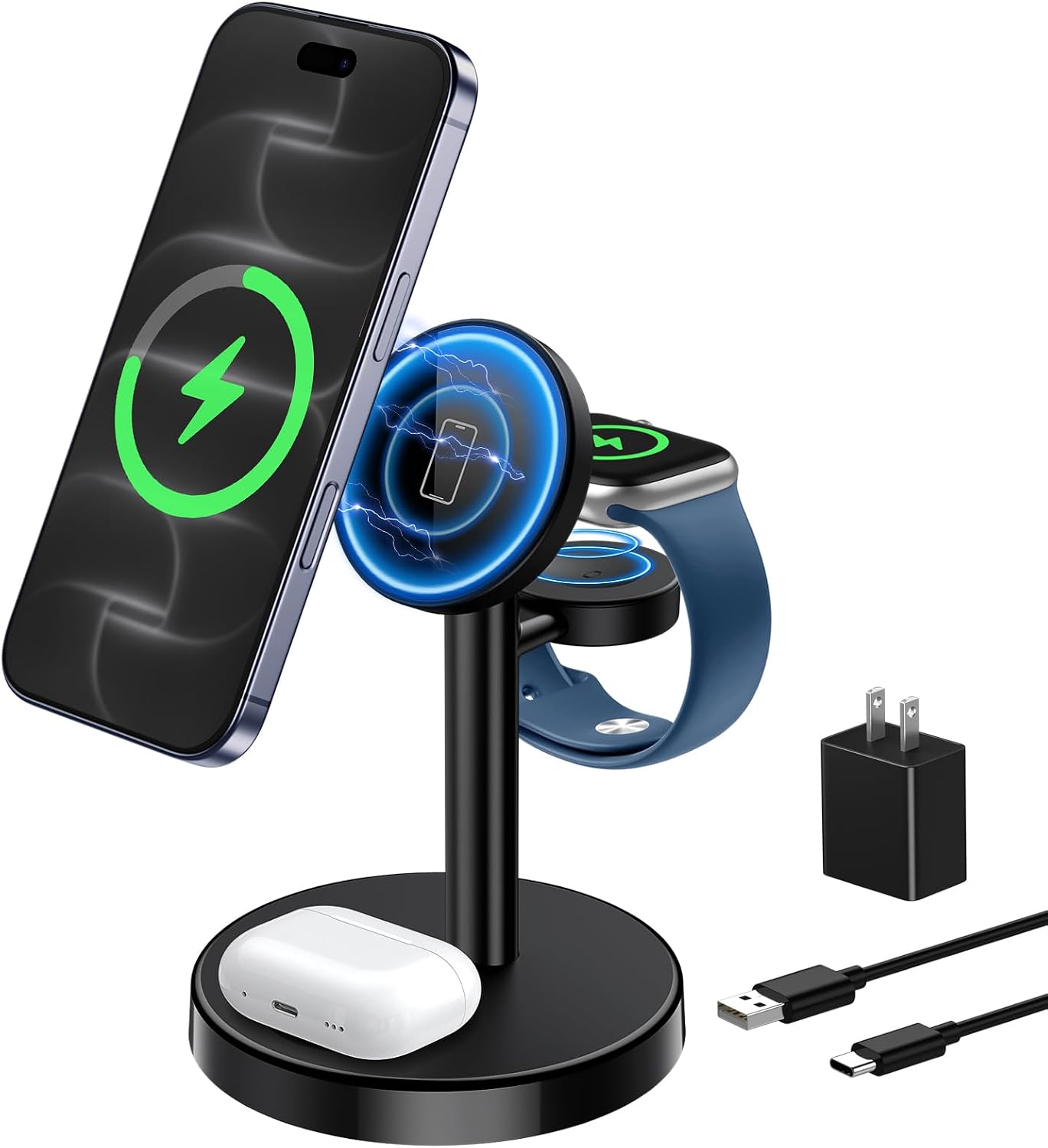 Detalle de Aeinidi 3-in-1 wireless charging station 15W