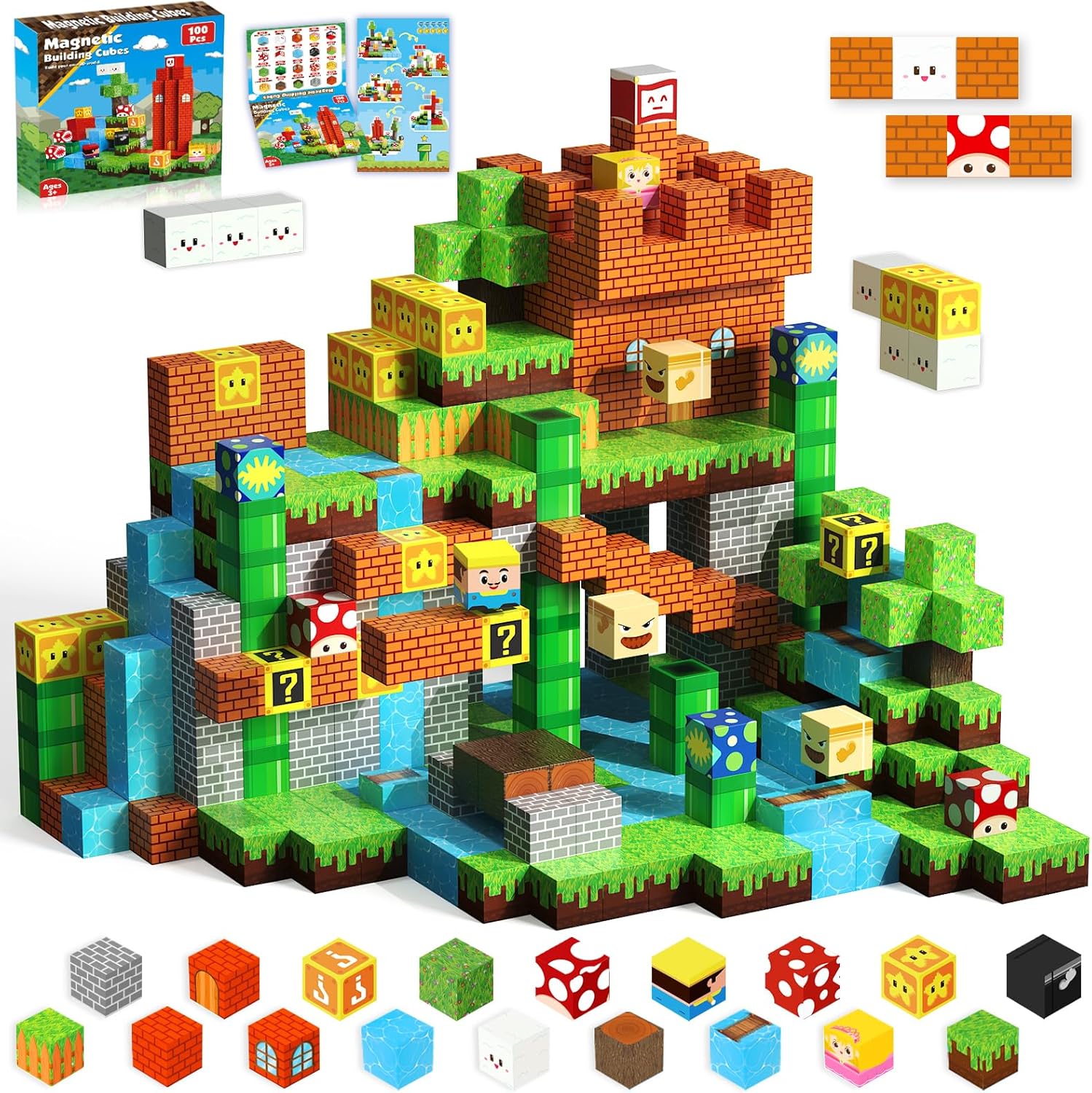 Detalle de Annexfun 100-Piece Magnetic Building Cubes (Magnetic Blocks) for STEM & Montessori Sensory Play