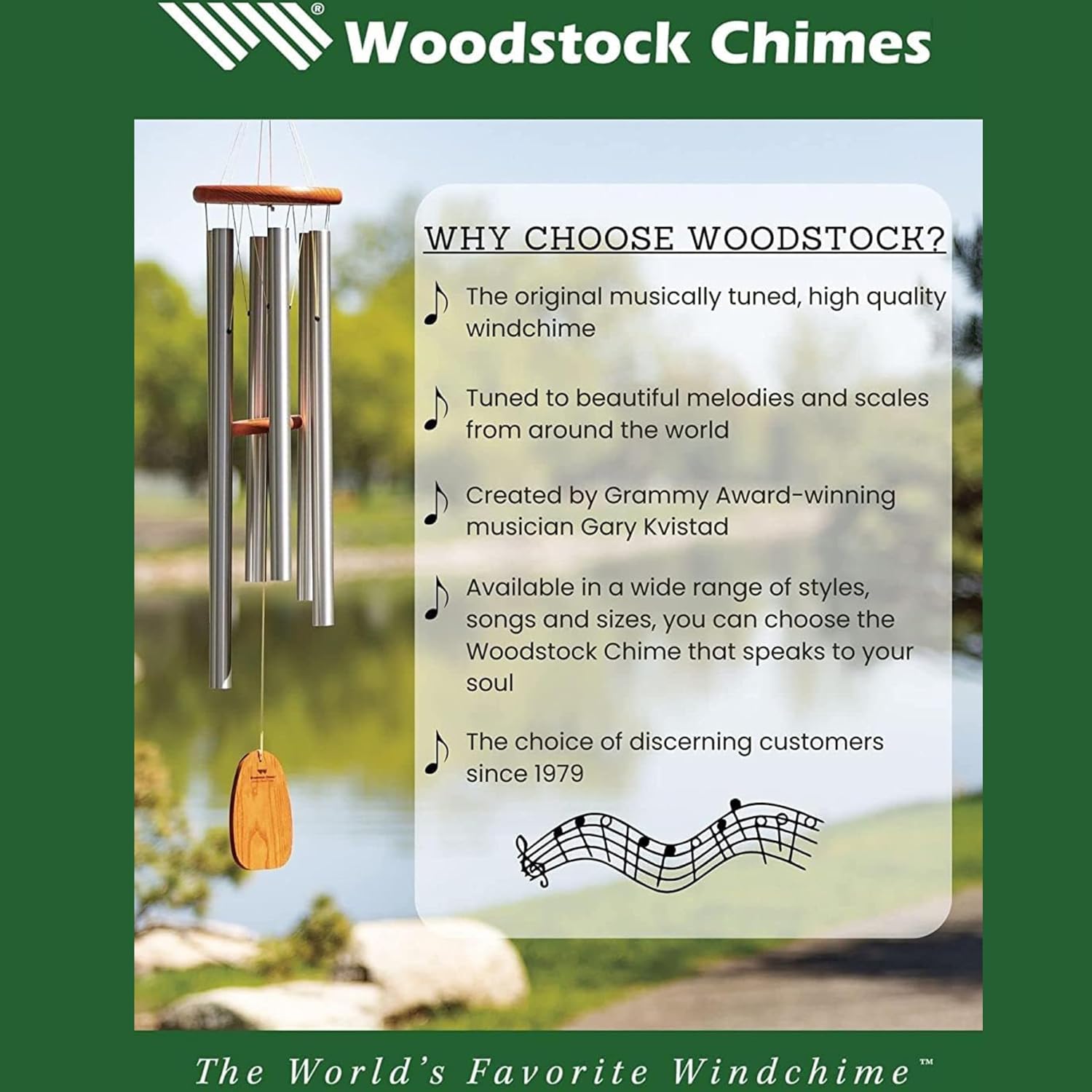 Detalle de Woodstock Wind Chimes Zenergy Solo Hand Chime - 7" in Silver, Musically Tuned for Meditation and Mindfulness