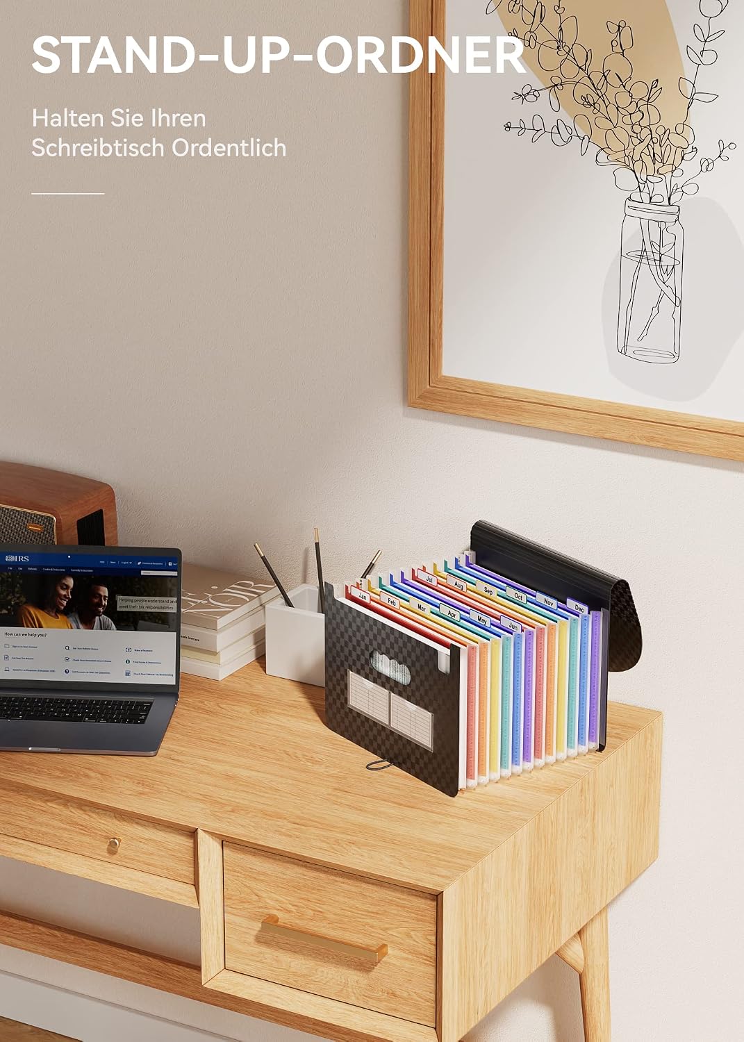 Thumbnail 6 de ABC life A4 Dokumentenmappe/Ordner mit 13 Taschen (Akkordeon-Organizer) – tragbarer Dateiordner für Zuhause & Büro