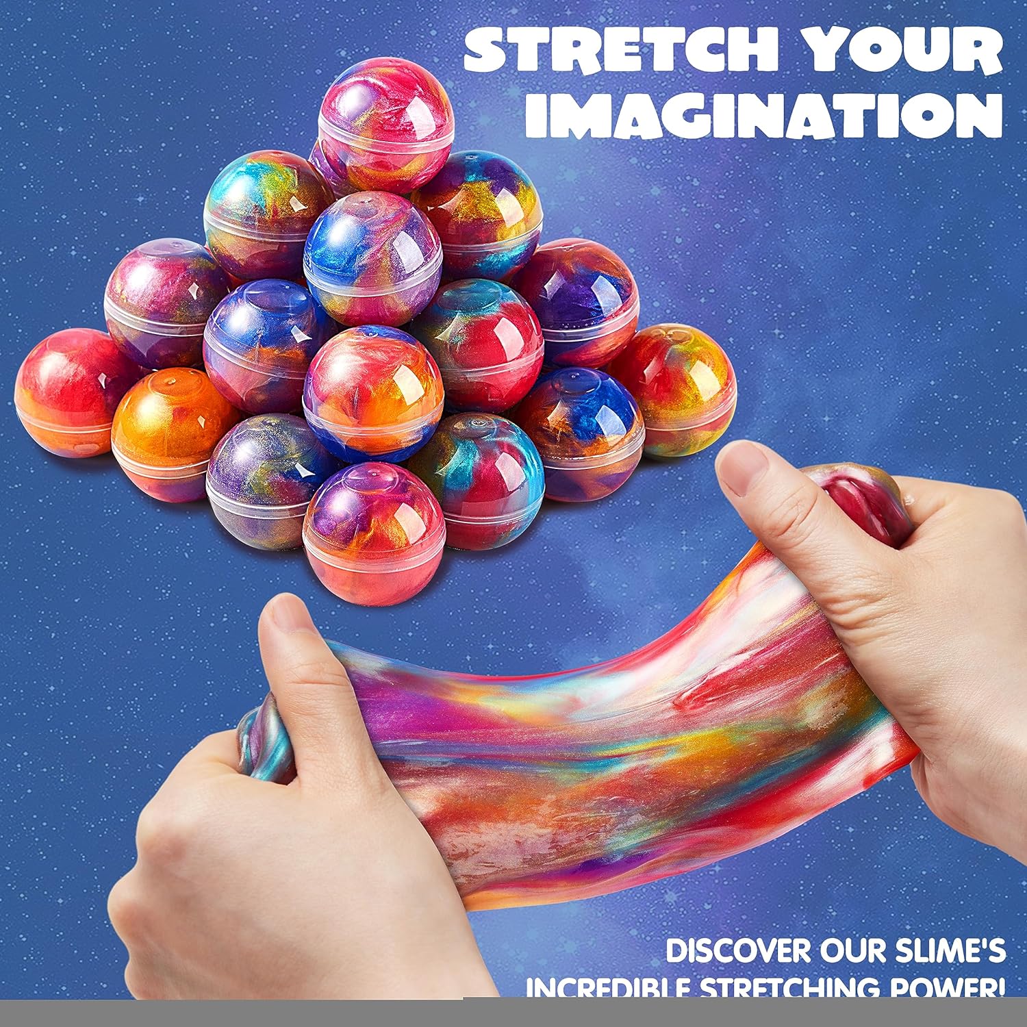 Detalle 2 de JOYIN Galaxy Slime Party Favors (24-Pack) — Stretchy, Non-Sticky, Mess-Free Slime Balls