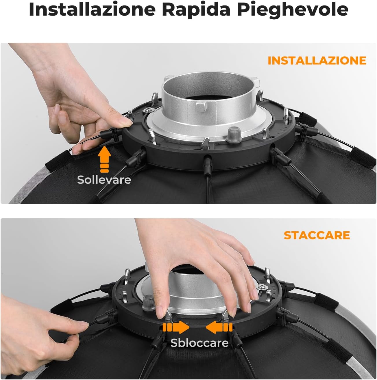 Thumbnail 1 de K&F CONCEPT Softbox Parabolico da 65 cm con HUD–Griglia Honeycomb, diffusore e borsa | Attacco Bowens