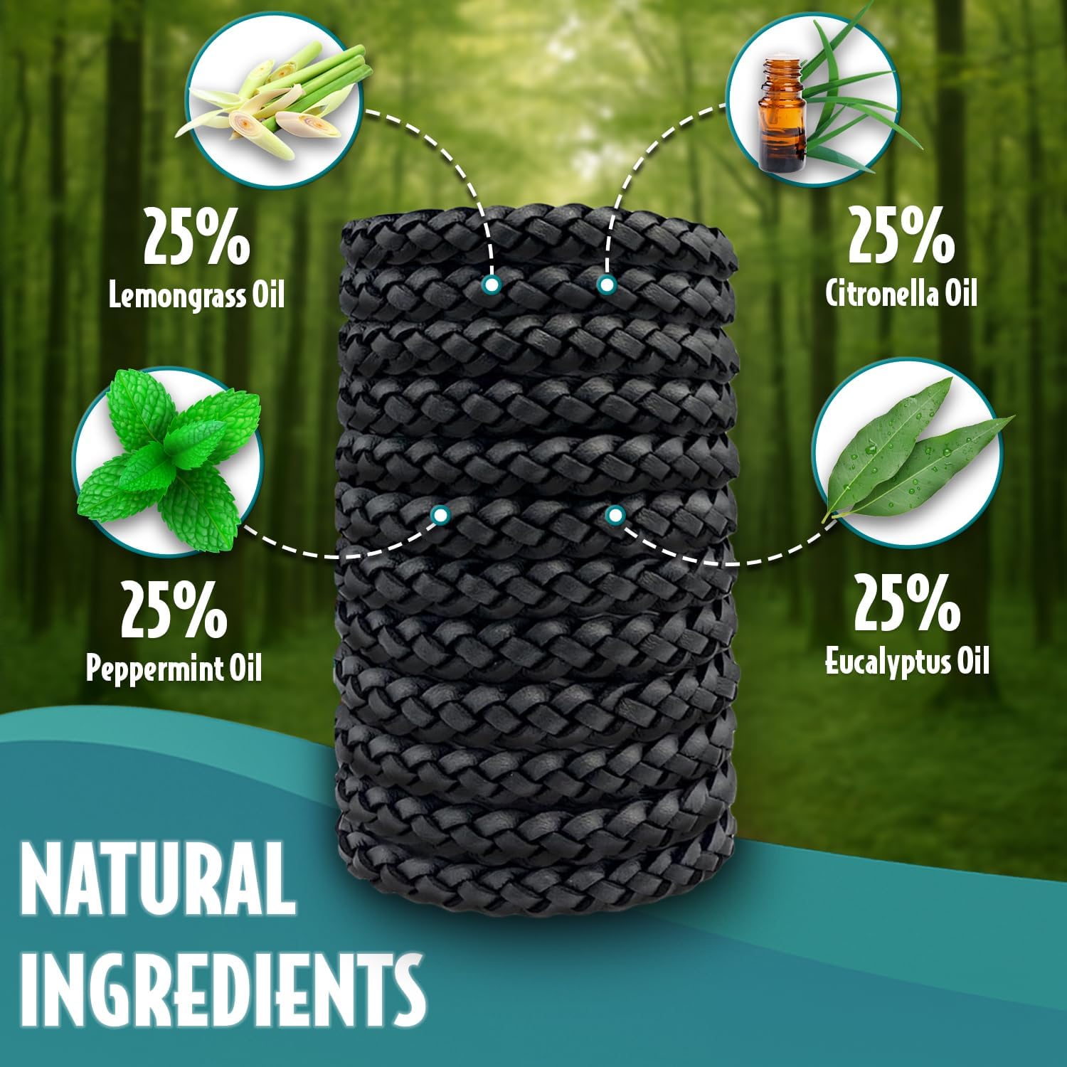 Detalle 2 de SC Products Mosquito Repellent Bracelet 12-Pack (DEET-free) | Citronella, peppermint & eucalyptus insect bands