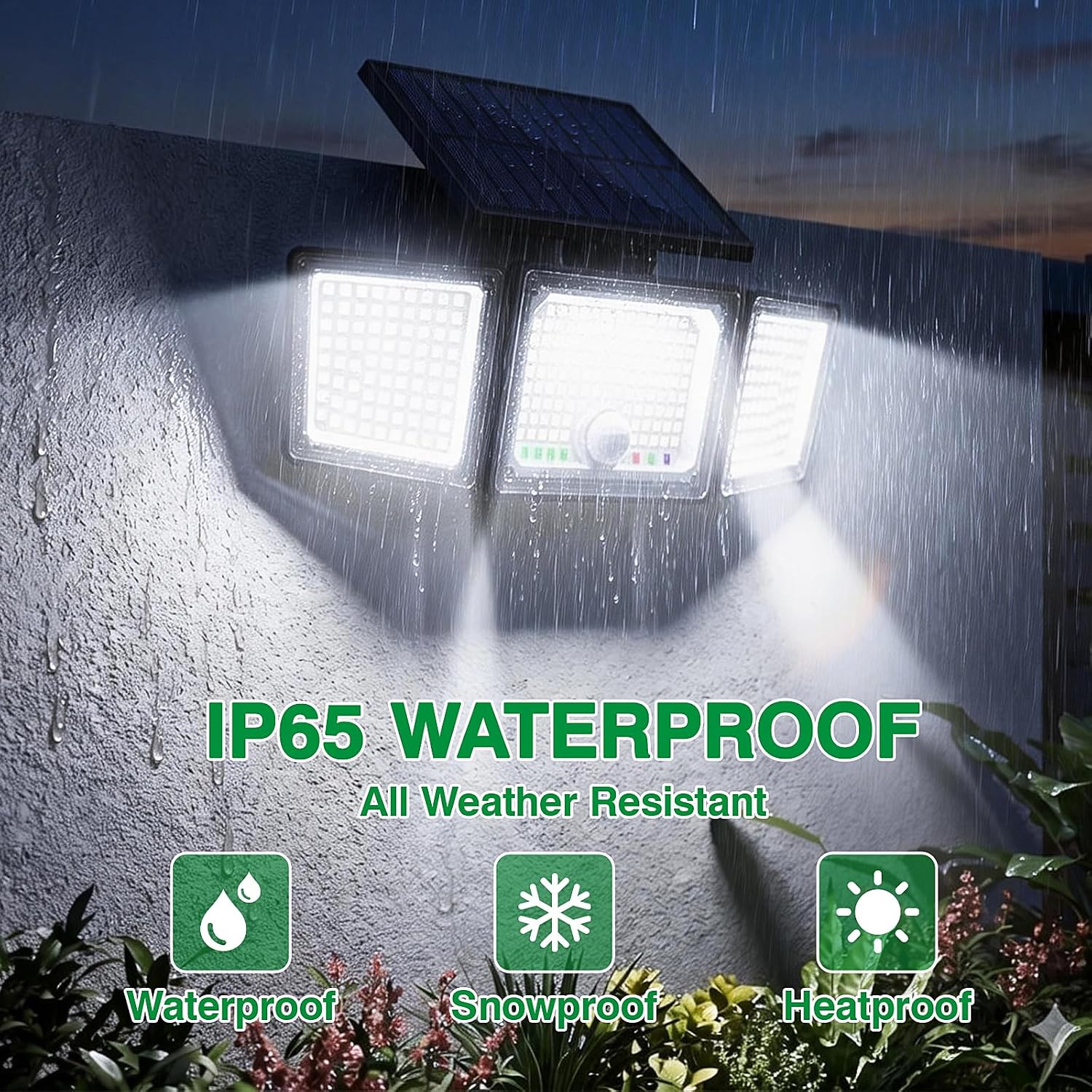 Detalle 1 de CLAONER SL280AB Solar Motion Sensor Light, 286 LEDs, 2,500 lm, 3 Heads