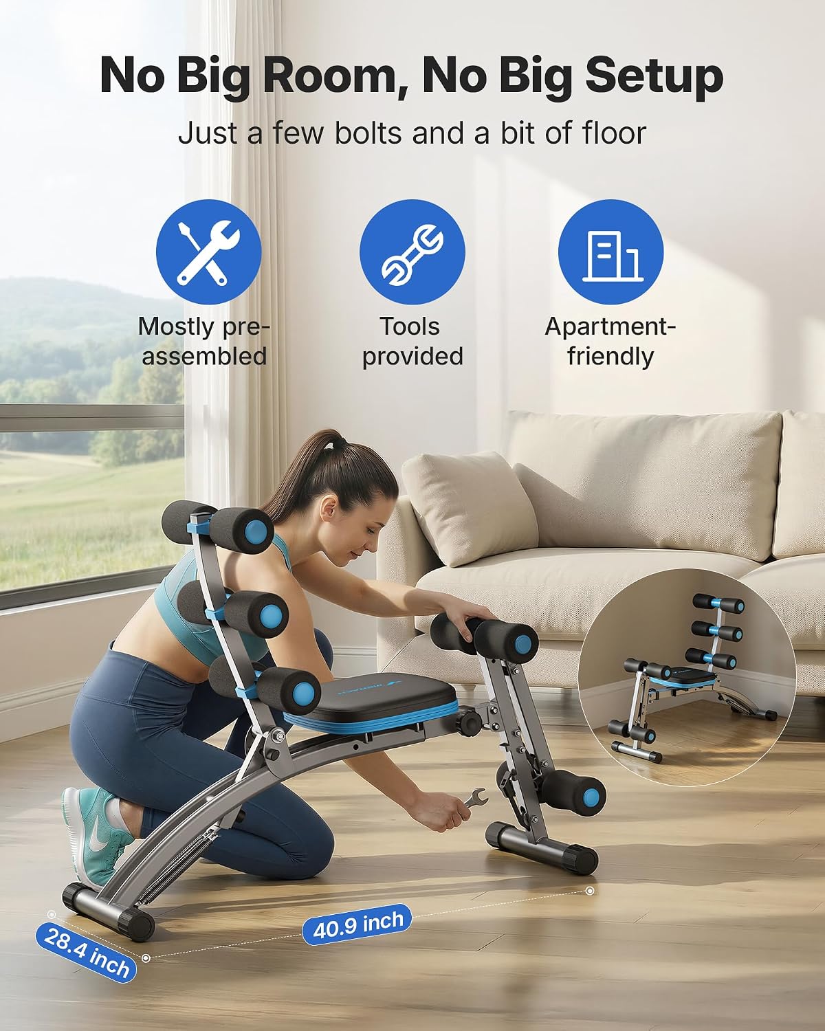 Thumbnail 6 de MERACH Adjustable Ab Machine with 4 Length Settings and 300 lb Capacity