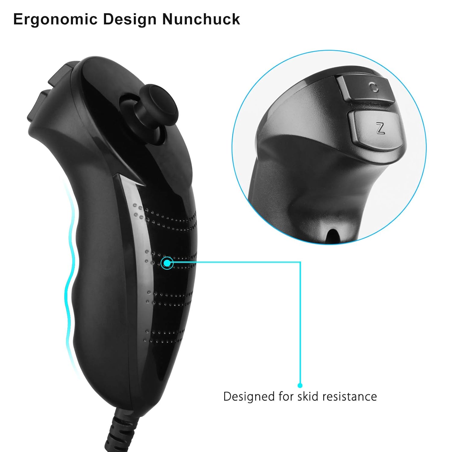 Detalle de Ankey 2-Pack Nunchuck Controller Ersatz – kabelgebundene Zusatz-Controller für Wii/Wii U
