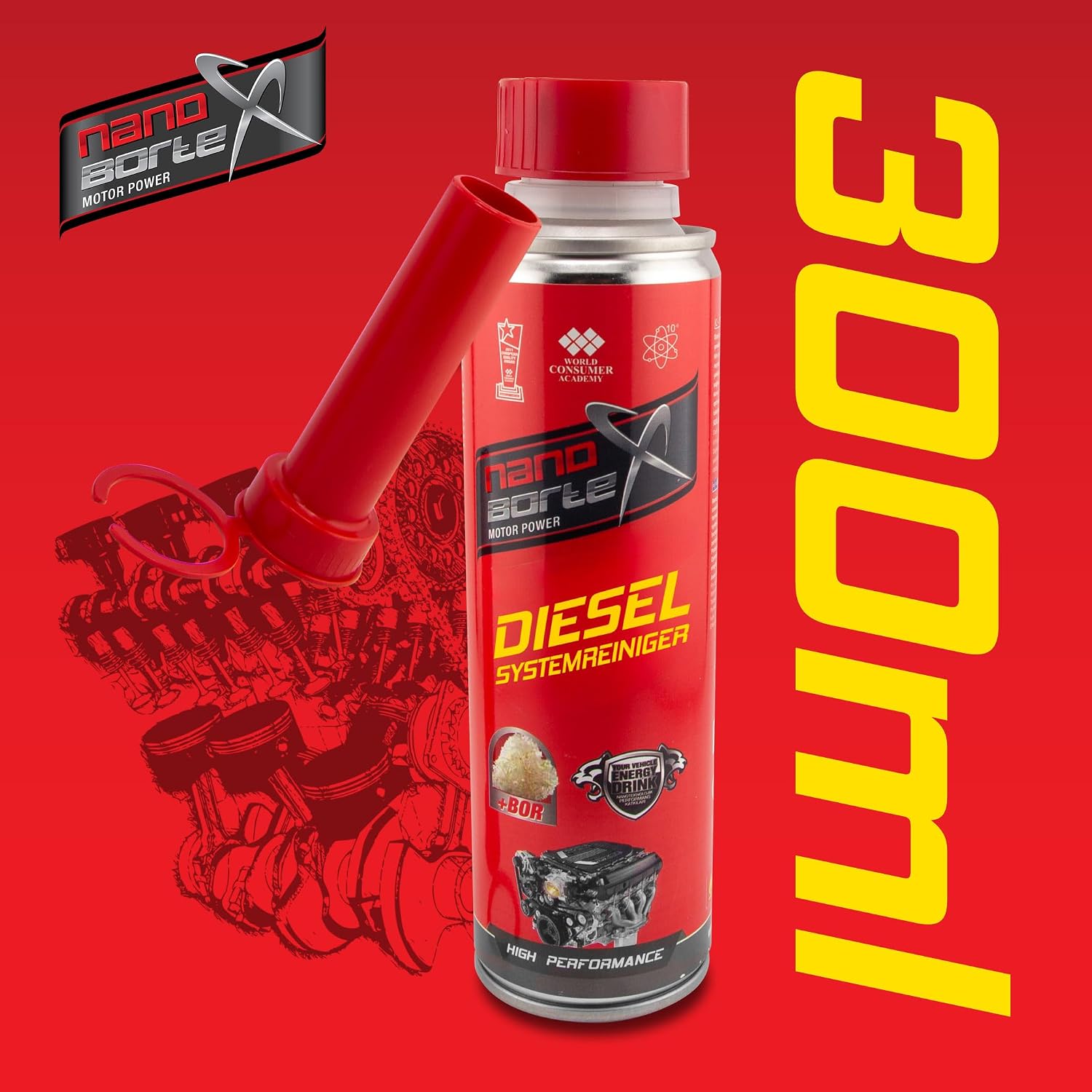 Detalle de NanoBorTeX Diesel-Systemreiniger 300 ml – Additiv mit BOR für alle Dieselmotoren