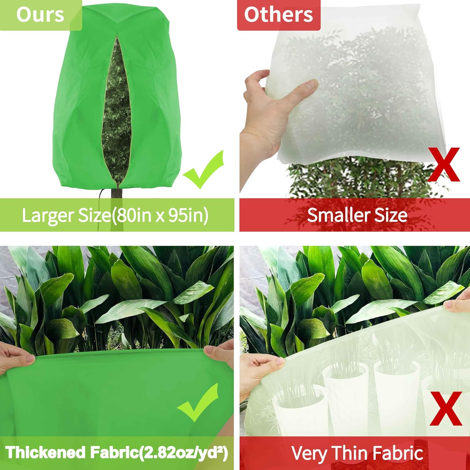 Thumbnail 4 de 2er-Pack große Pflanzenabdeckungen für den Winterschutz (240 x 200 cm) mit Reißverschluss-Kordelzug