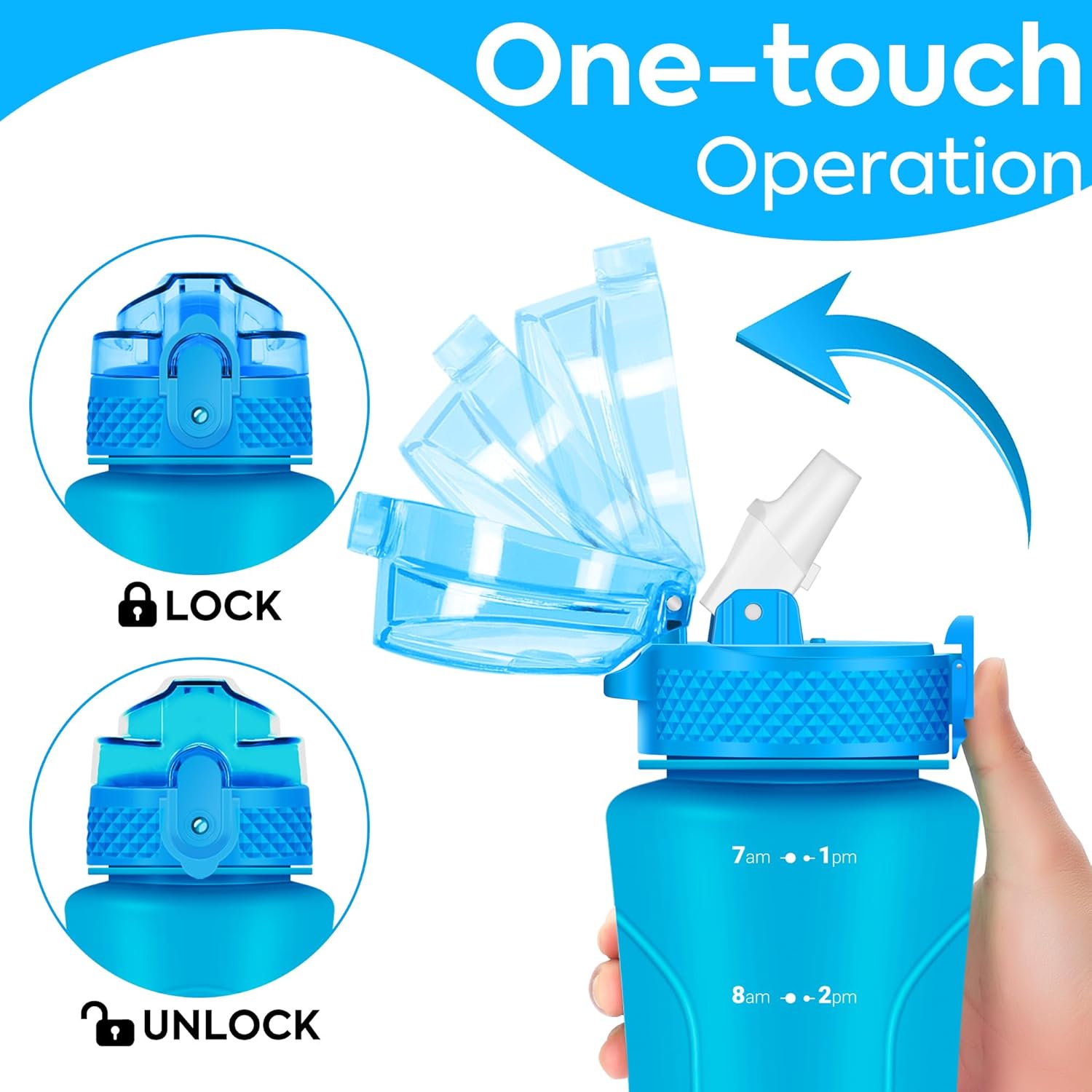 Detalle de OLDLEY 450ml (15oz) Water Bottle with Straw, Leakproof Reusable Bottle for School & Outdoor Sports (BPA Free)