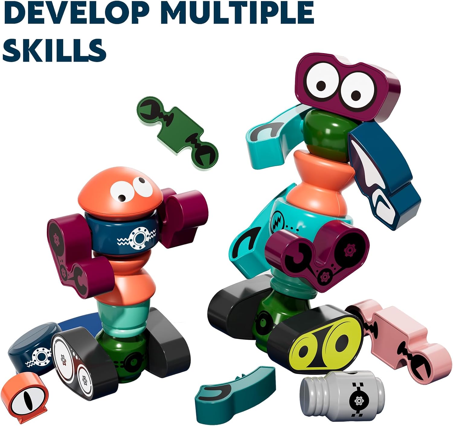Detalle de TEMI Magnetic Robot Toy Set with Five Robots