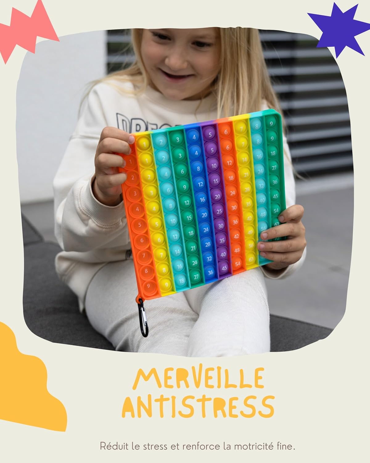 Detalle 2 de Valino PopIt 2 en 1 : planche de multiplication et jeu Montessori en silicone (1 à 100)