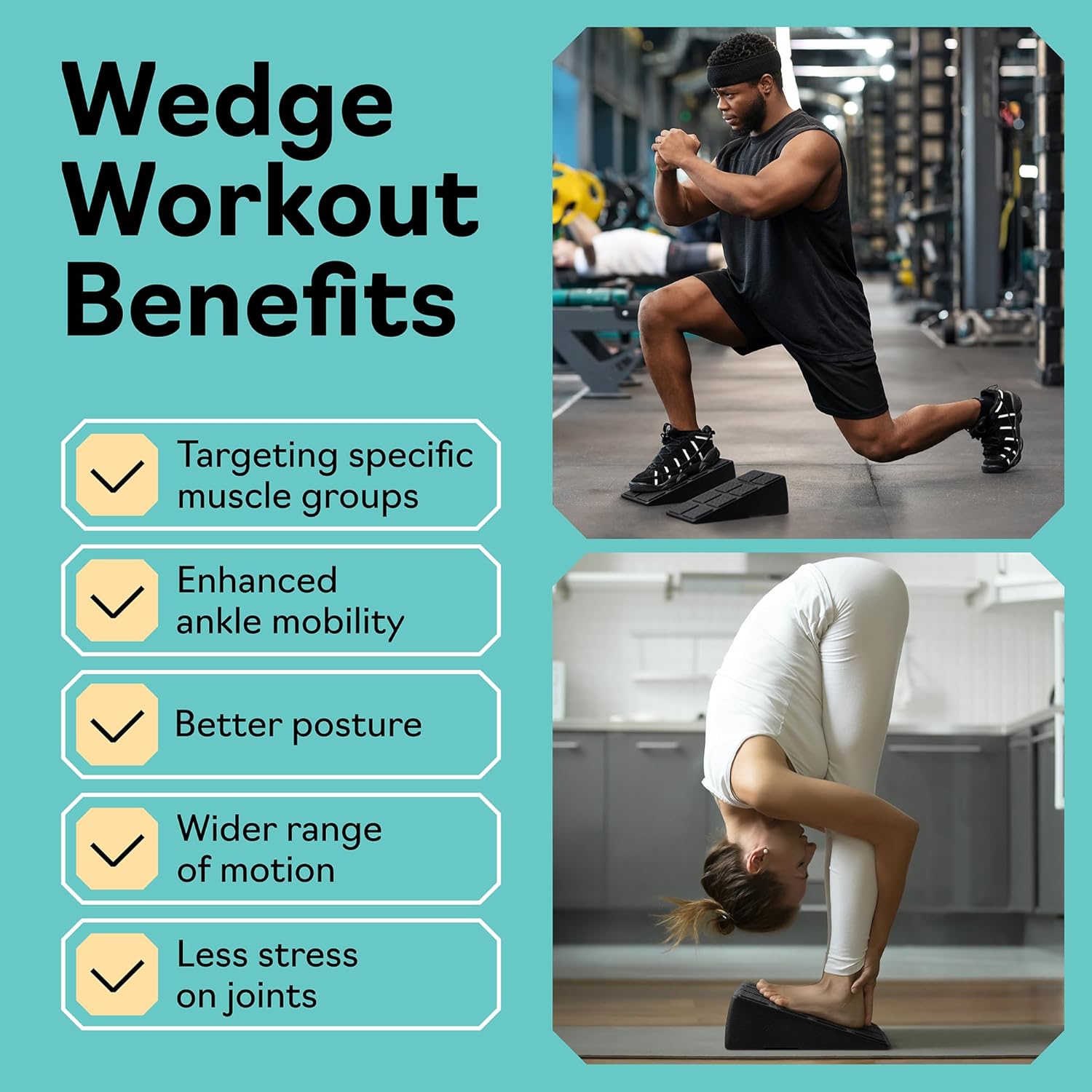 Thumbnail 5 de Squat Wedge Block Set of 3/5 with Stackable Angles (960 LBS Capacity) for Calf Stretching