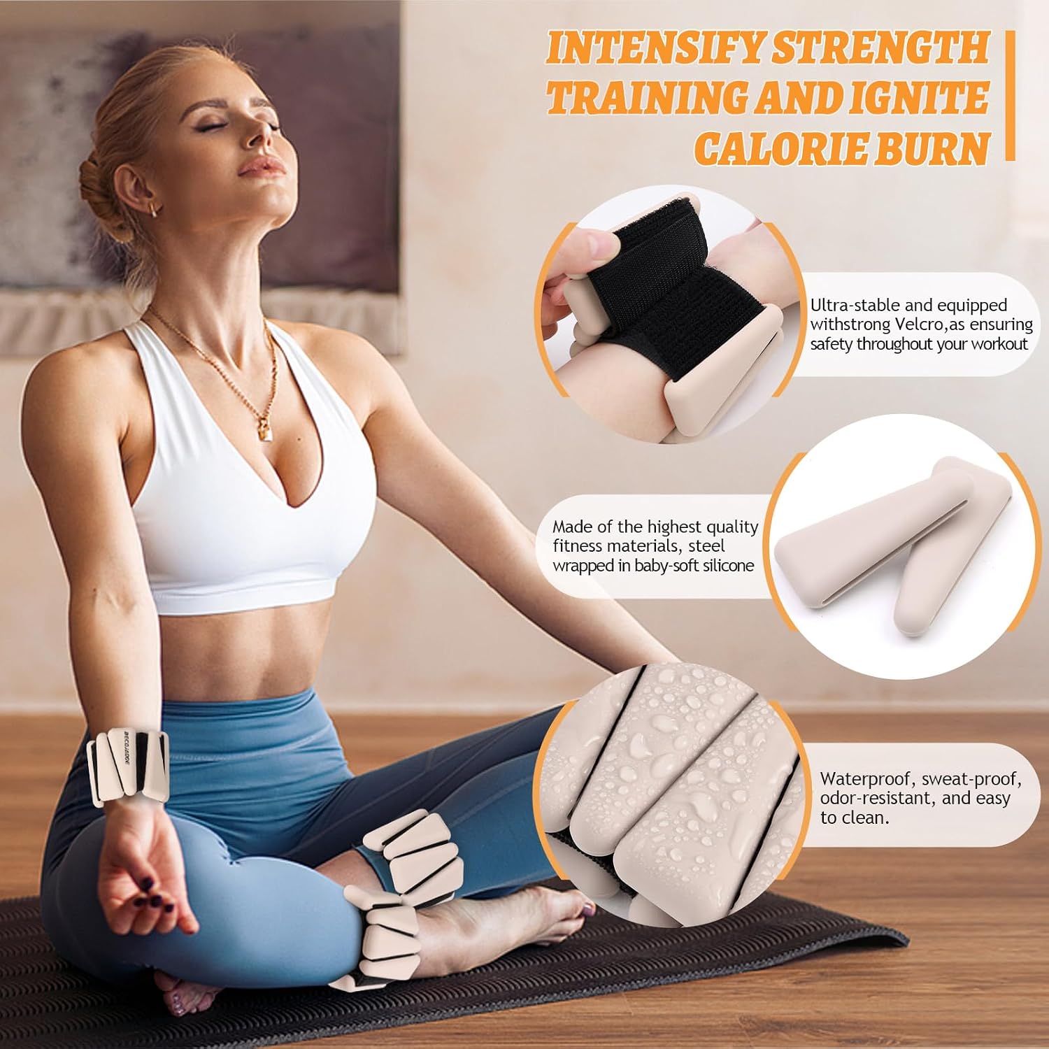 Detalle de BECOJADDE Ankle Weights Set of 2 – Adjustable 1/2/3 lb per weight for versatile workouts