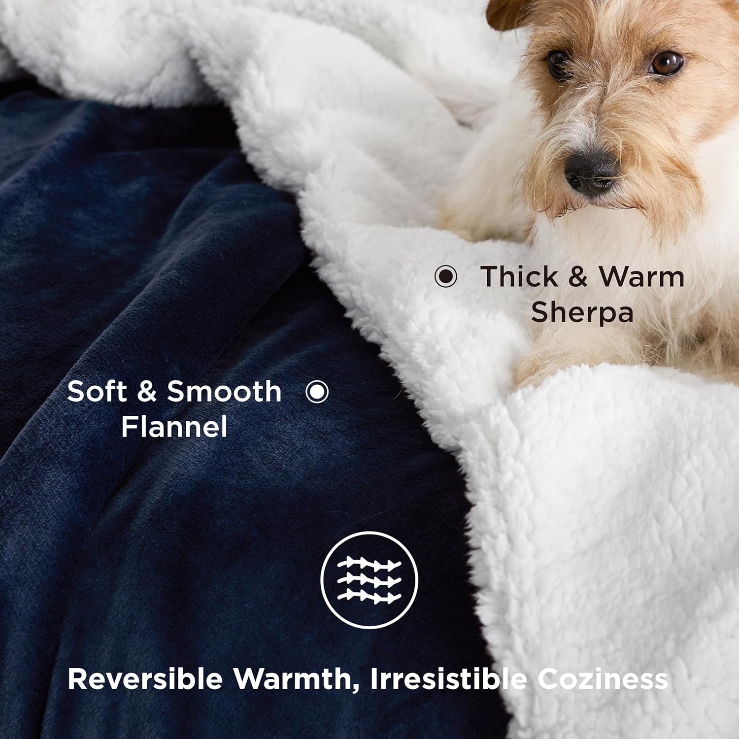 Thumbnail 2 de Bedsure Sherpa Fleece Throw Blanket (Navy, King Size) 230x270cm