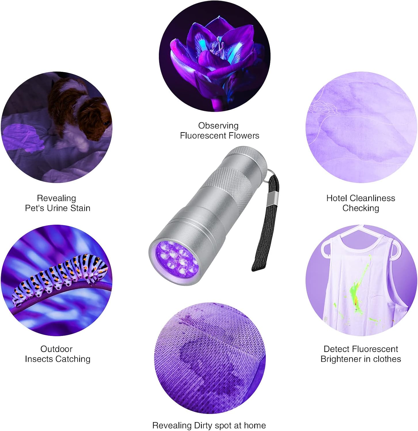 Thumbnail 6 de COSOOS blacklight flashlight-silver UV Flashlights, 2-Pack, 12 LEDs, 395nm