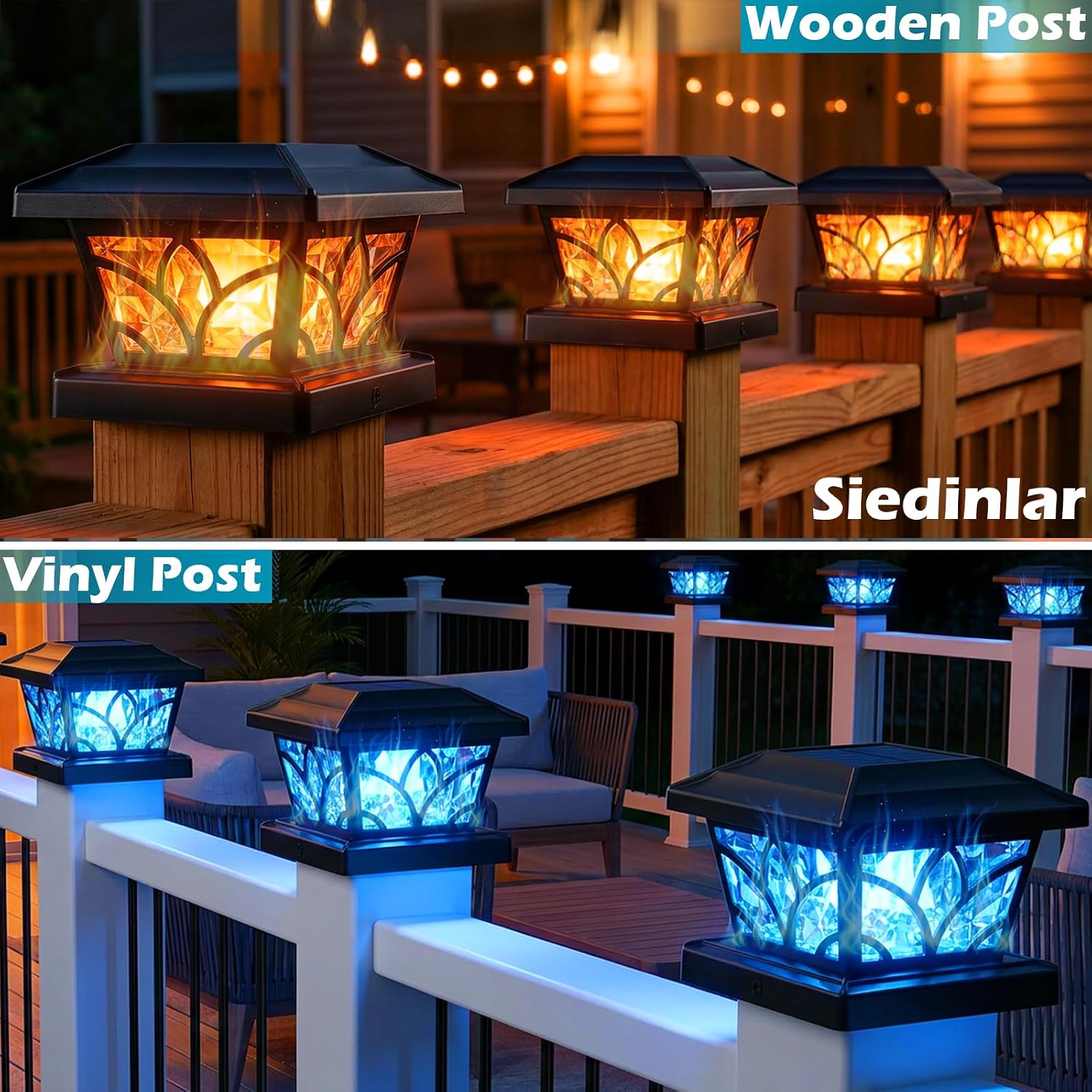 Detalle 2 de SIEDiNLAR Solar Post Cap Lights 4 Modes