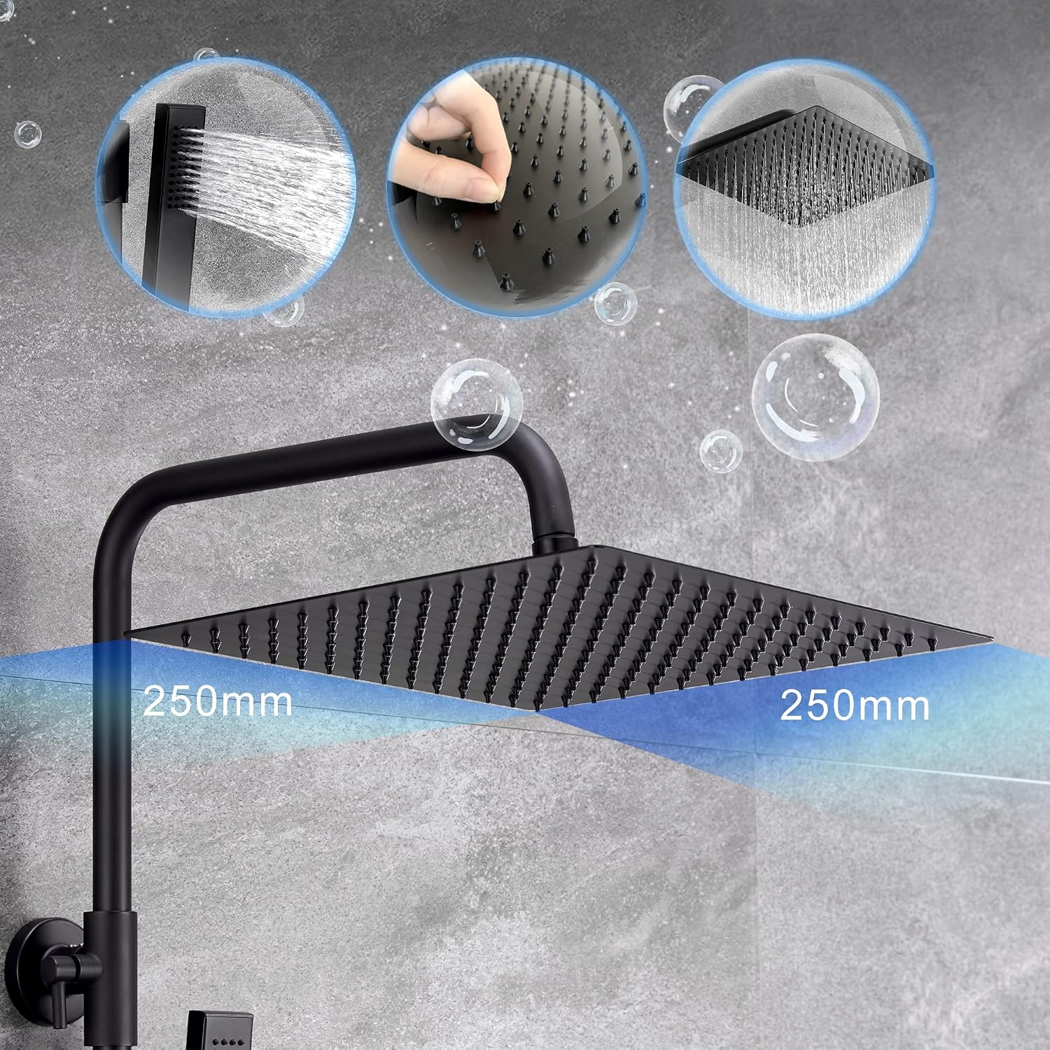 Detalle de JOHO Colonne de douche noir mitigeur thermostatique 38°C