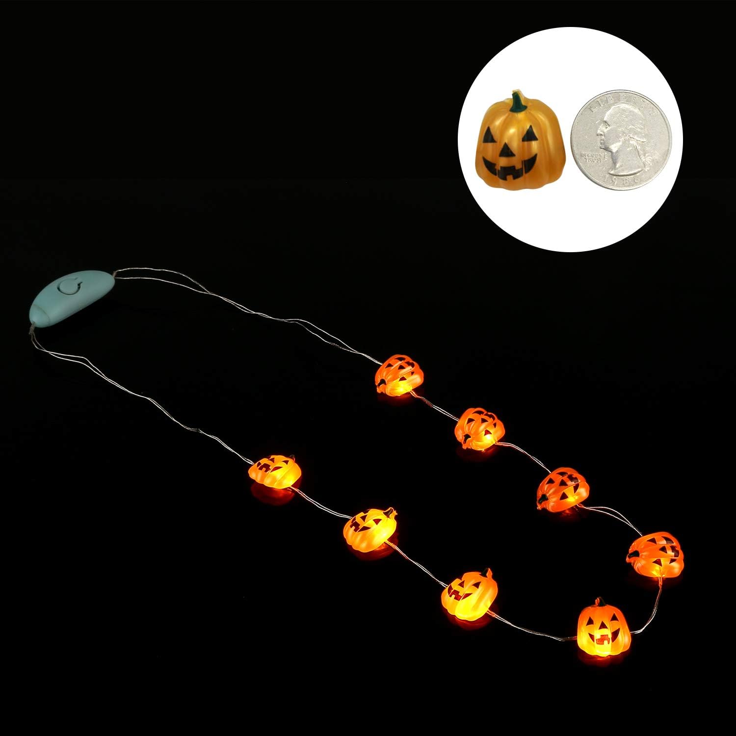 Detalle de JASHIKA LED-NE-01 Halloween Necklace Set of 3 with Color-Changing LEDs