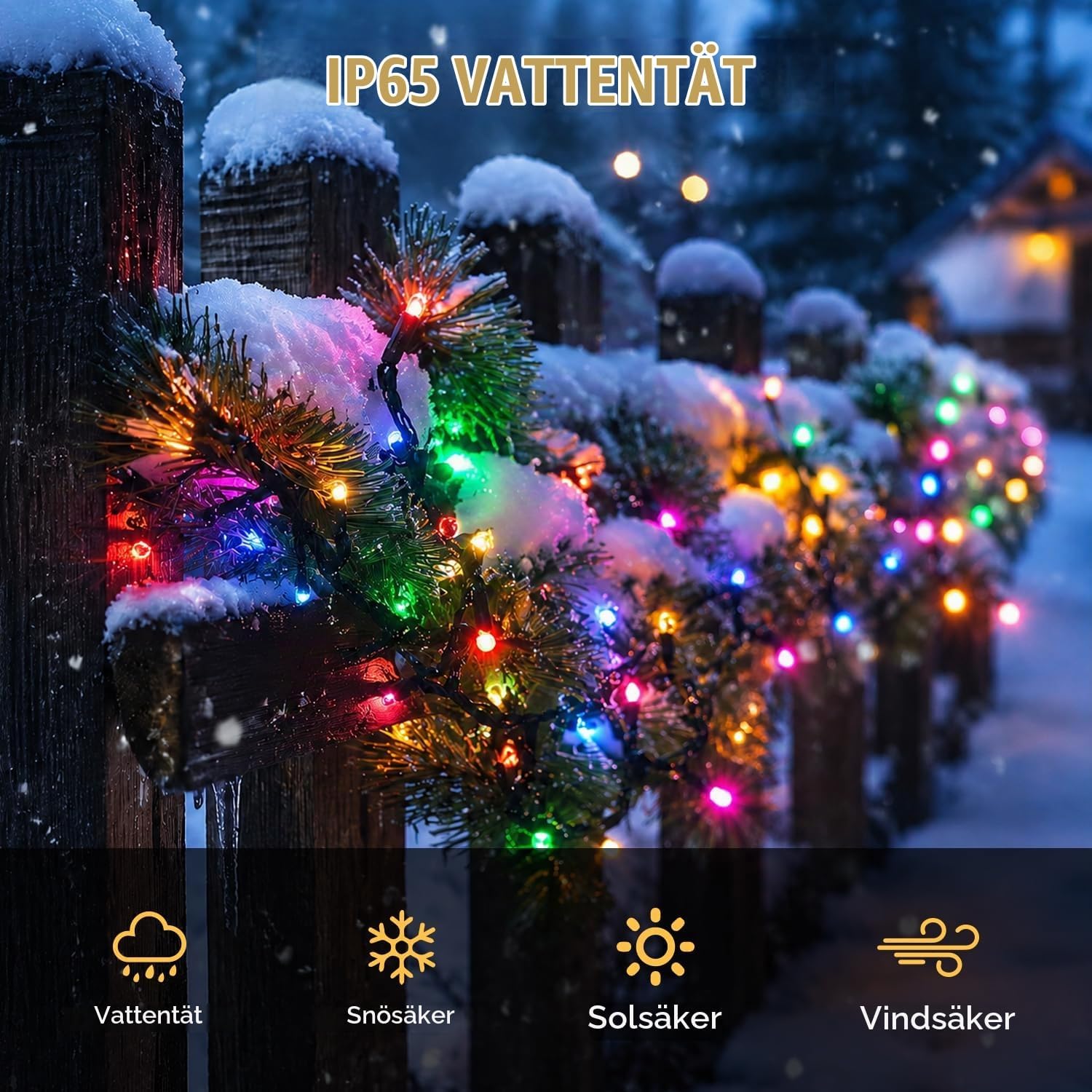 Detalle de Electight sla15c solcellsljusslinga med 300 LED i varma färger