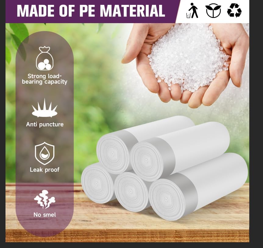 Detalle 2 de Heihaily 2.6-Gallon Heavy Duty Drawstring Trash Bags (60 Count) – Leak-Proof & Unscented