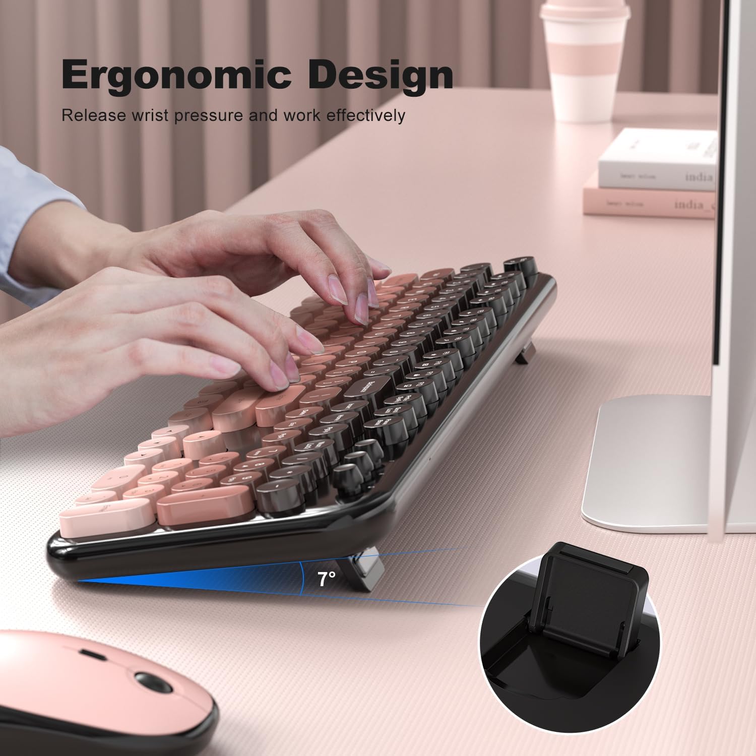 Thumbnail 2 de Atelus Wireless Keyboard and Mouse Combo: Typewriter Full-Size Keyboard with Number Pad