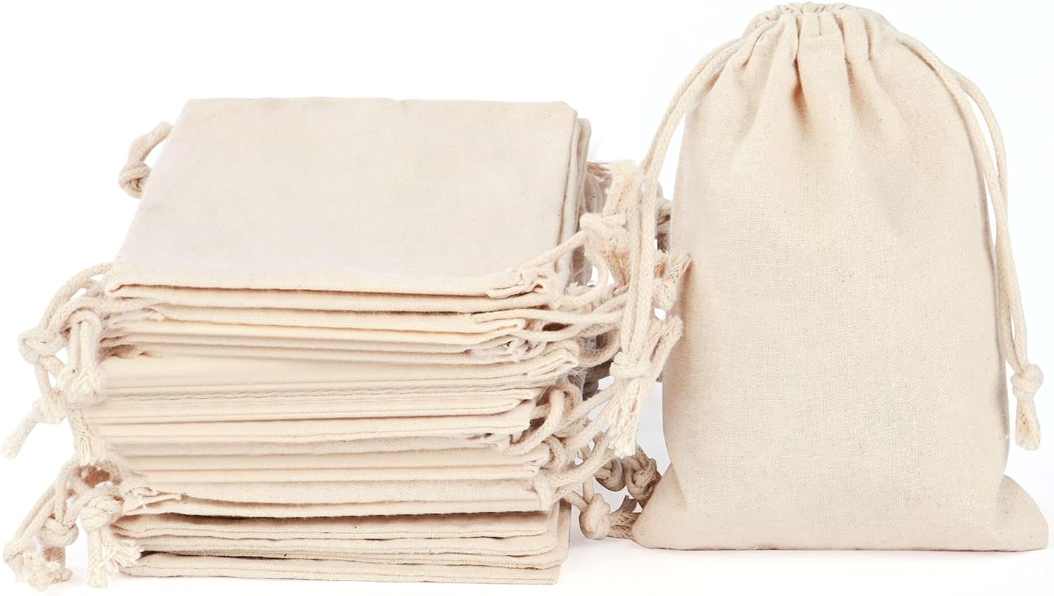 Aucuu 25pcs Sac en coton réutilisable 10x15cm