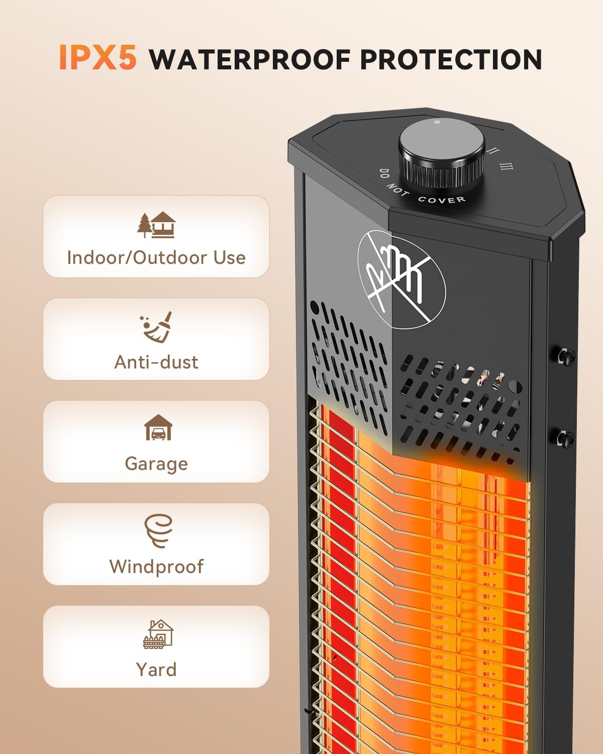 Thumbnail 4 de Encyclpo 11-E0300 Infrared Patio Heater, 1,500 W, IPX5, 3 Heat Levels