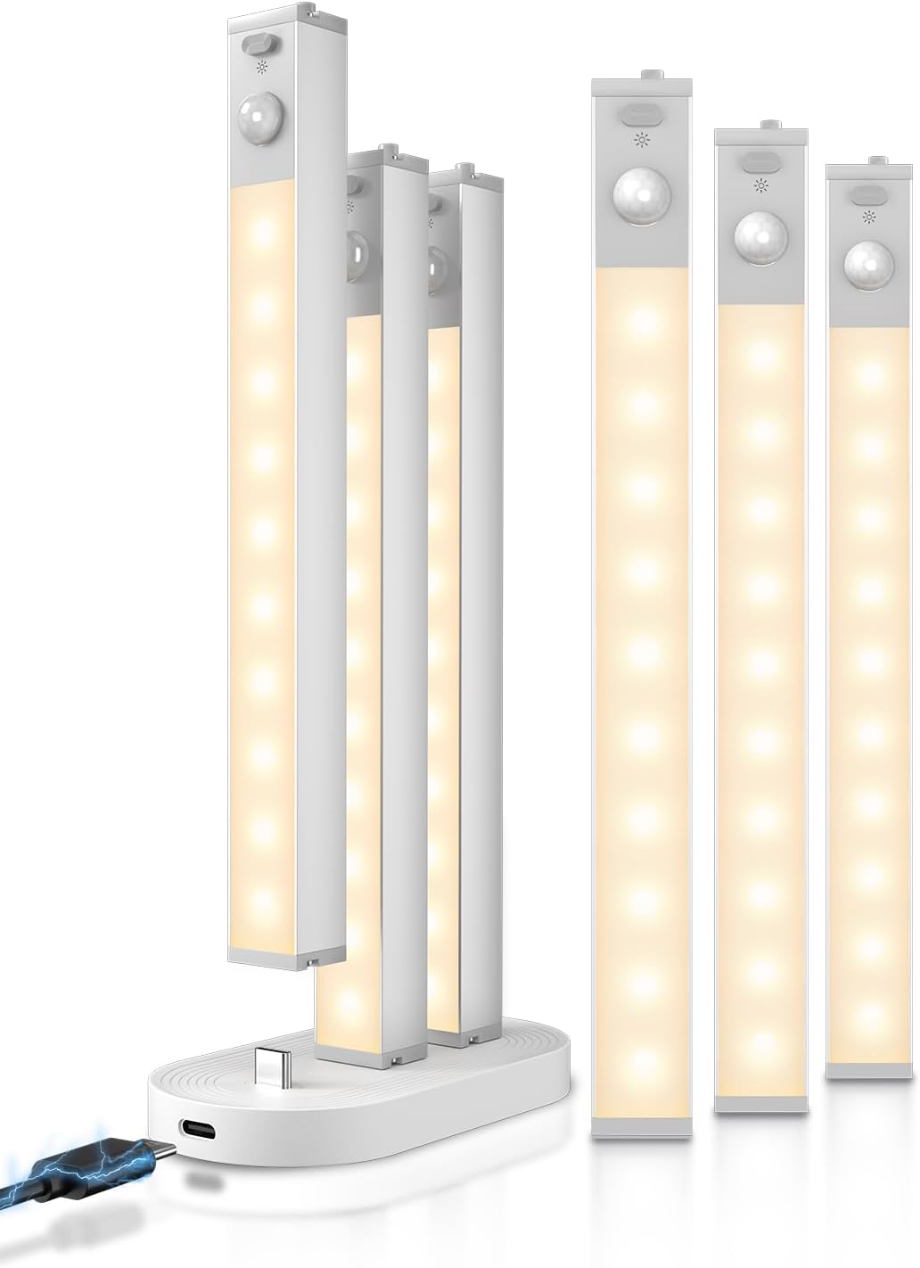 Detalle de GOODEA GDCL010-6 Wireless Under-Cabinet Lights, 6-Pack, Motion Sensor, Warm White