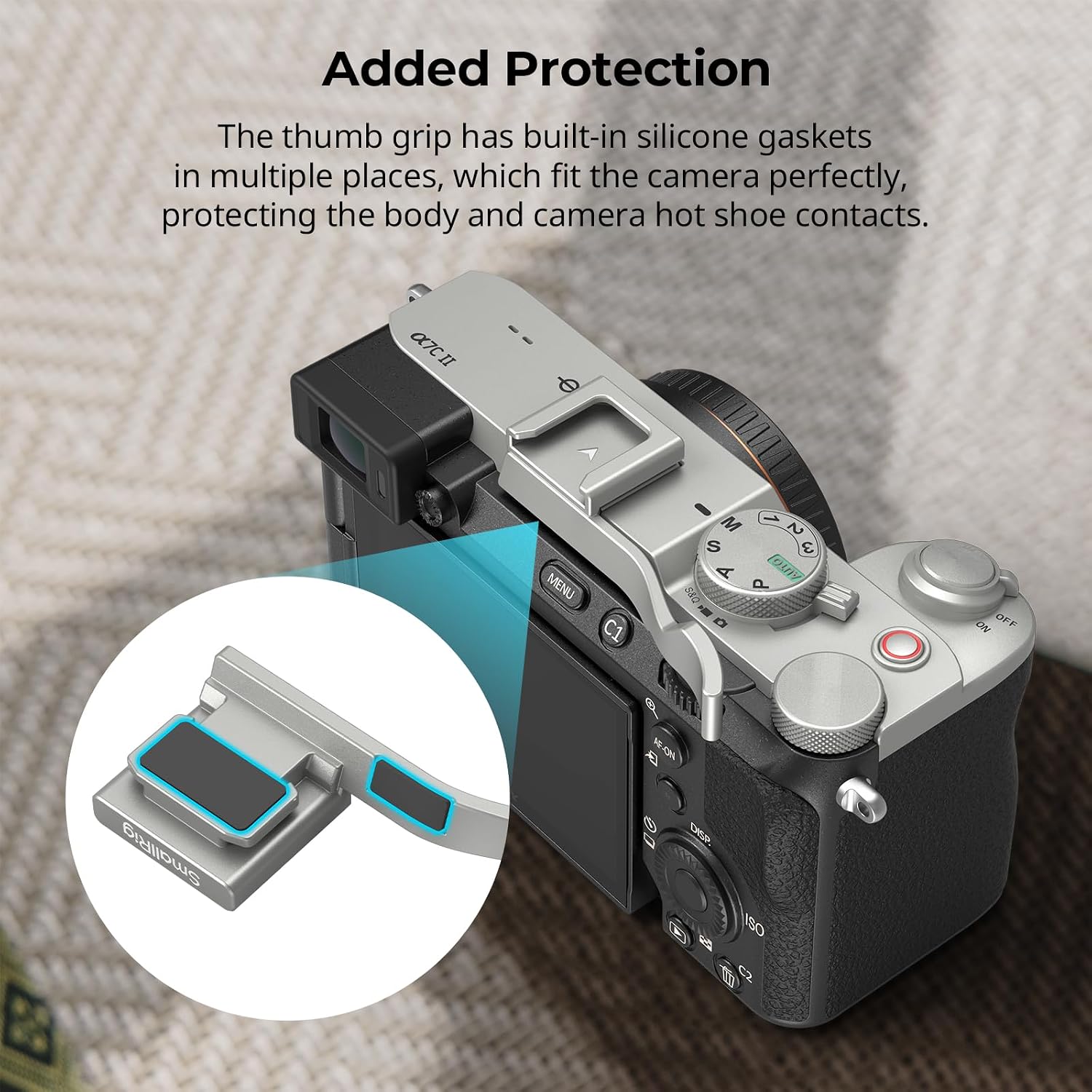 Detalle de SmallRig Daumengriff 4818 für Sony Alpha 7C II / 7CR / 7C – ergonomischer Zusatzgriff mit integriertem Blitzschuh
