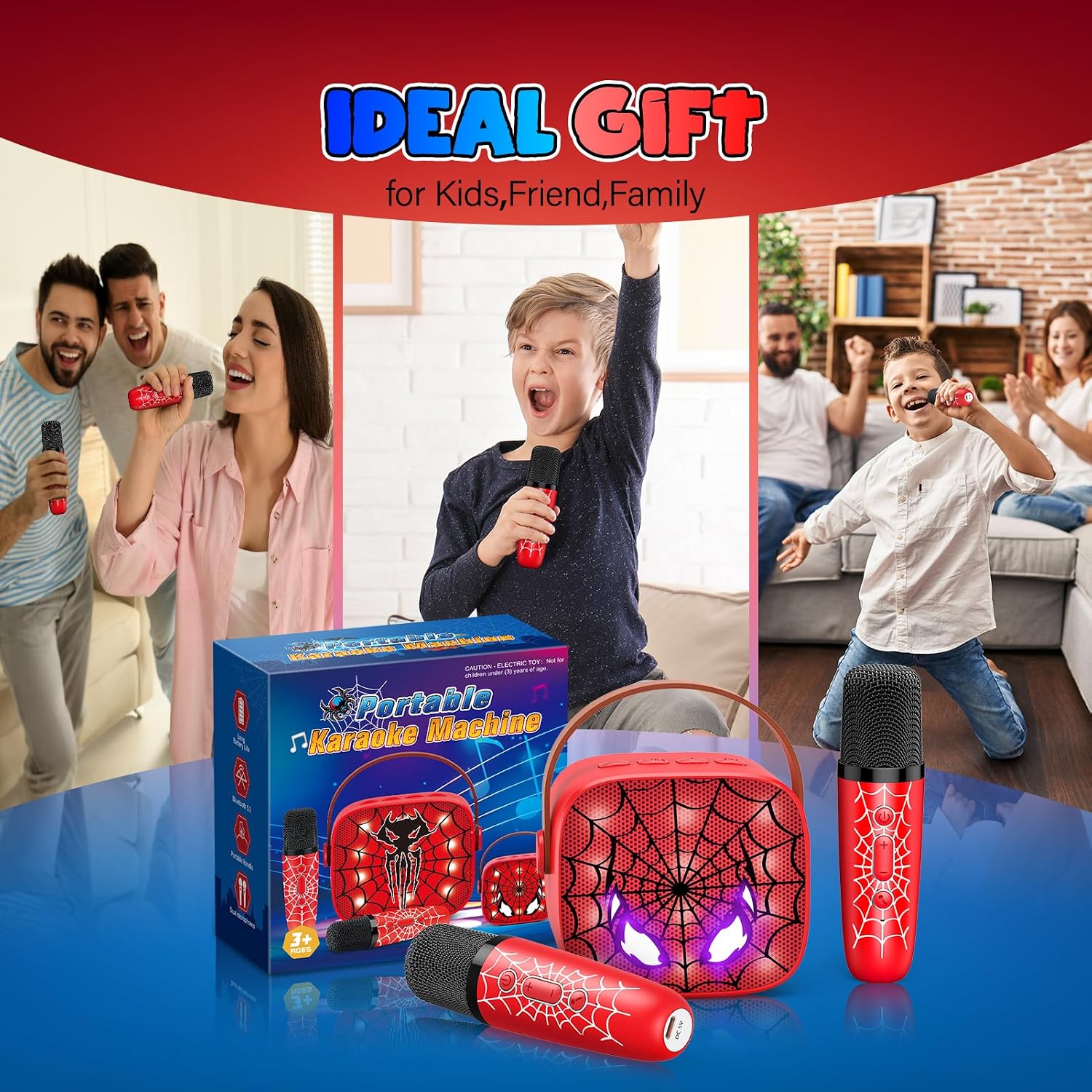 Detalle 2 de Braxel Karaoke Machine with 2 Wireless Microphones (Bluetooth 5.3) for Kids aged 3–12