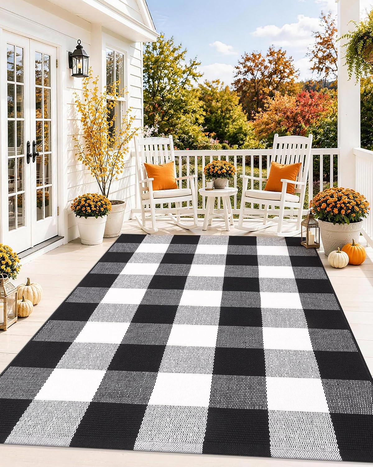 Detalle 1 de Grandaily 3' x 5' Buffalo Plaid Rug, Machine-Washable Cotton Blend