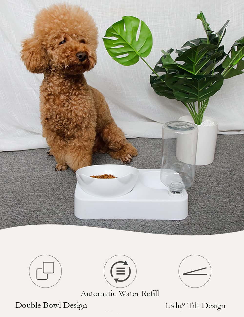 Detalle 1 de Marchul Cat Gravity Water and Food Bowls set with tilted bowls and automatic refilling